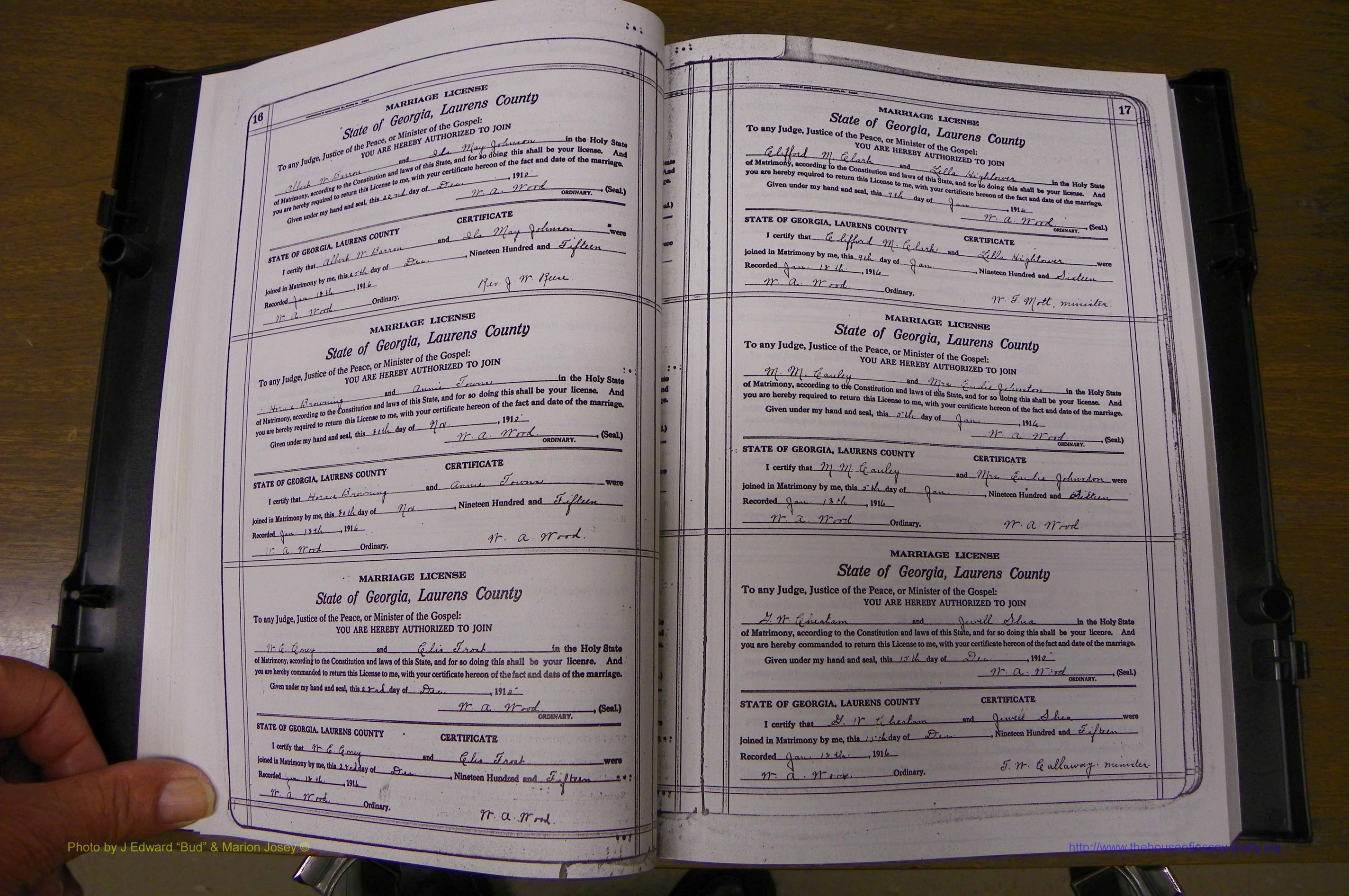 Laurens Co, GA, Marriages Book P, 1915 - 1924, White, P 016-017.JPG