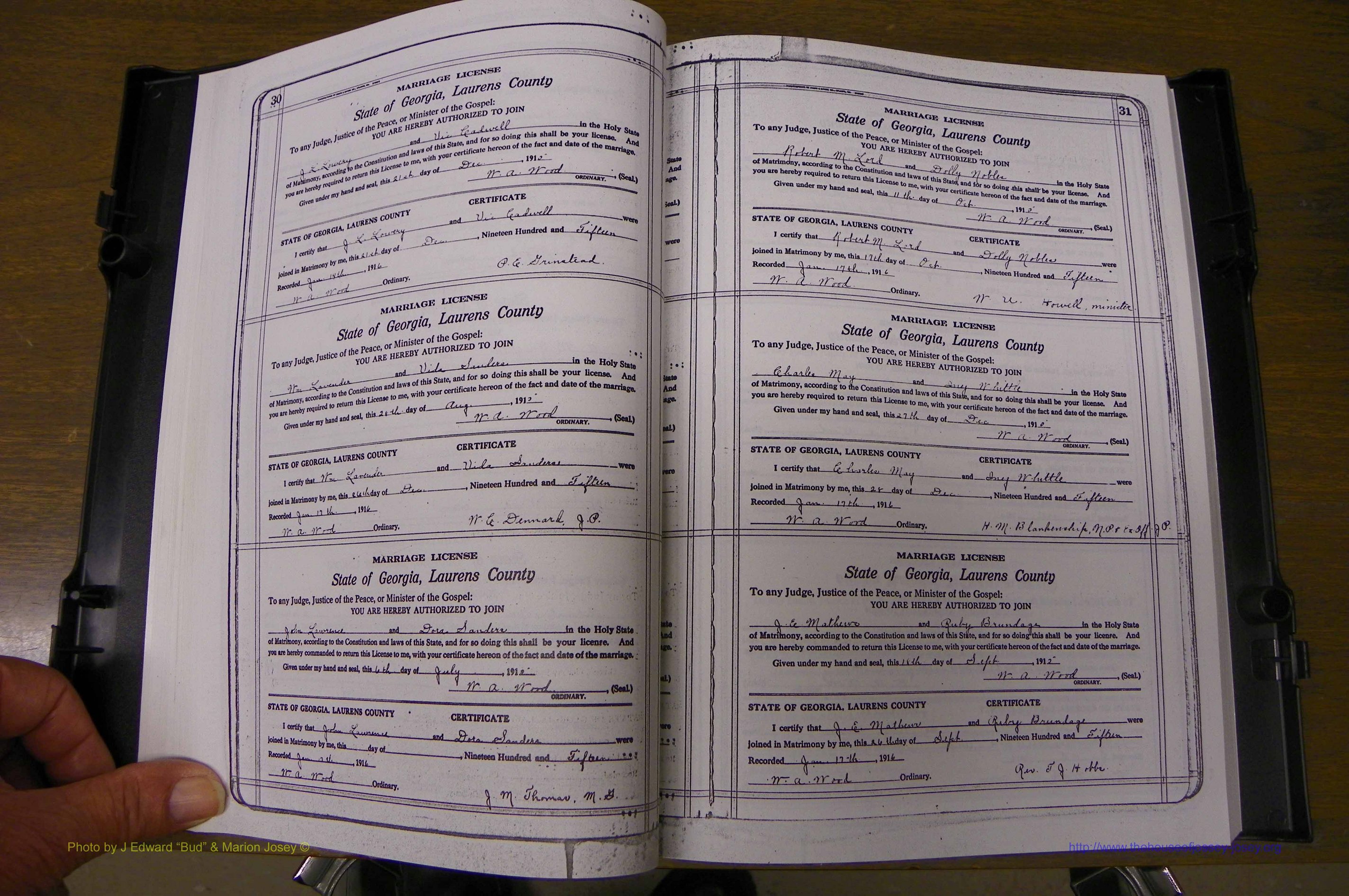 Laurens Co, GA, Marriages Book P, 1915 - 1924, White, P 030-031.JPG