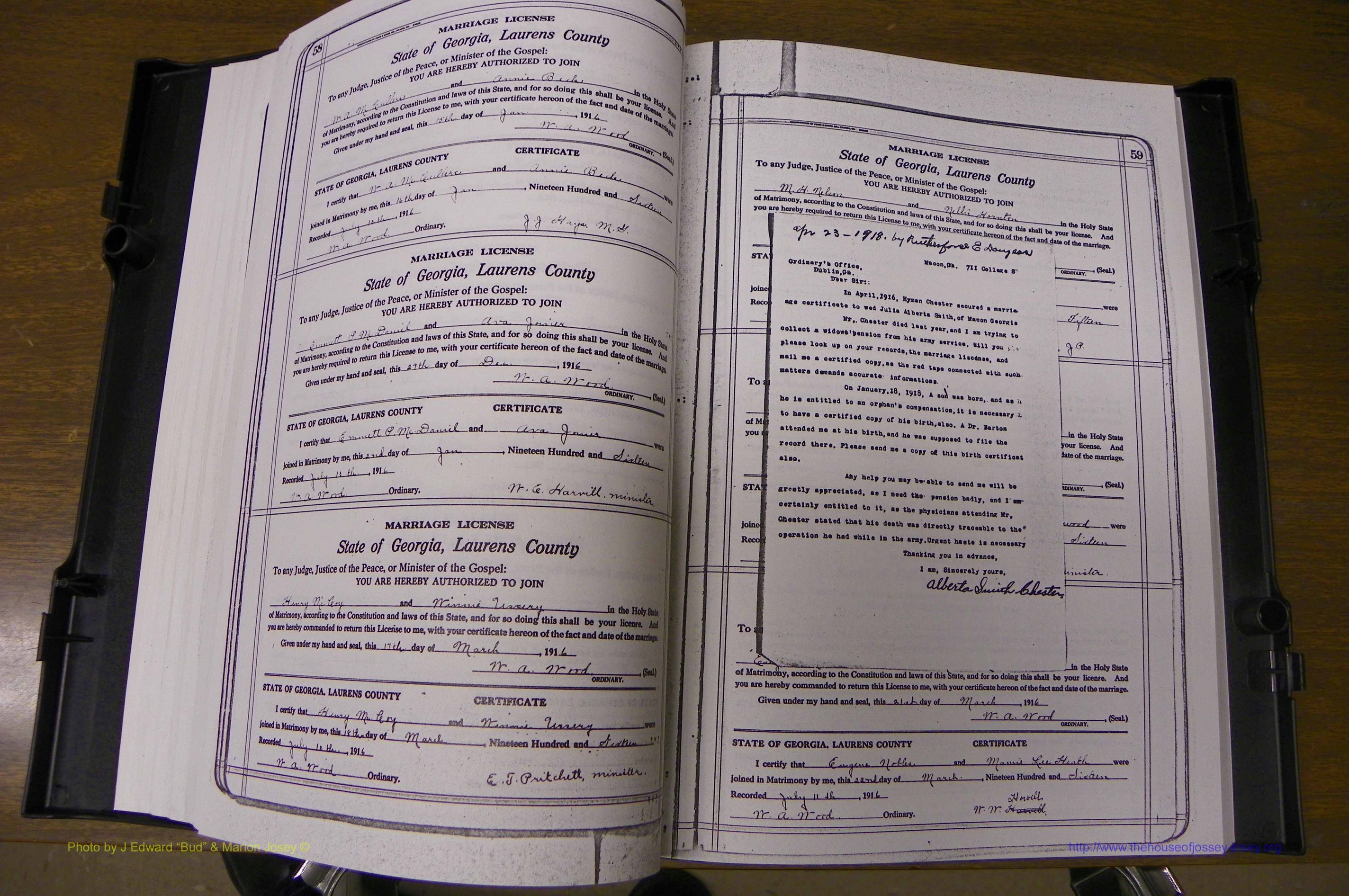 Laurens Co, GA, Marriages Book P, 1915 - 1924, White, P 058-059.JPG
