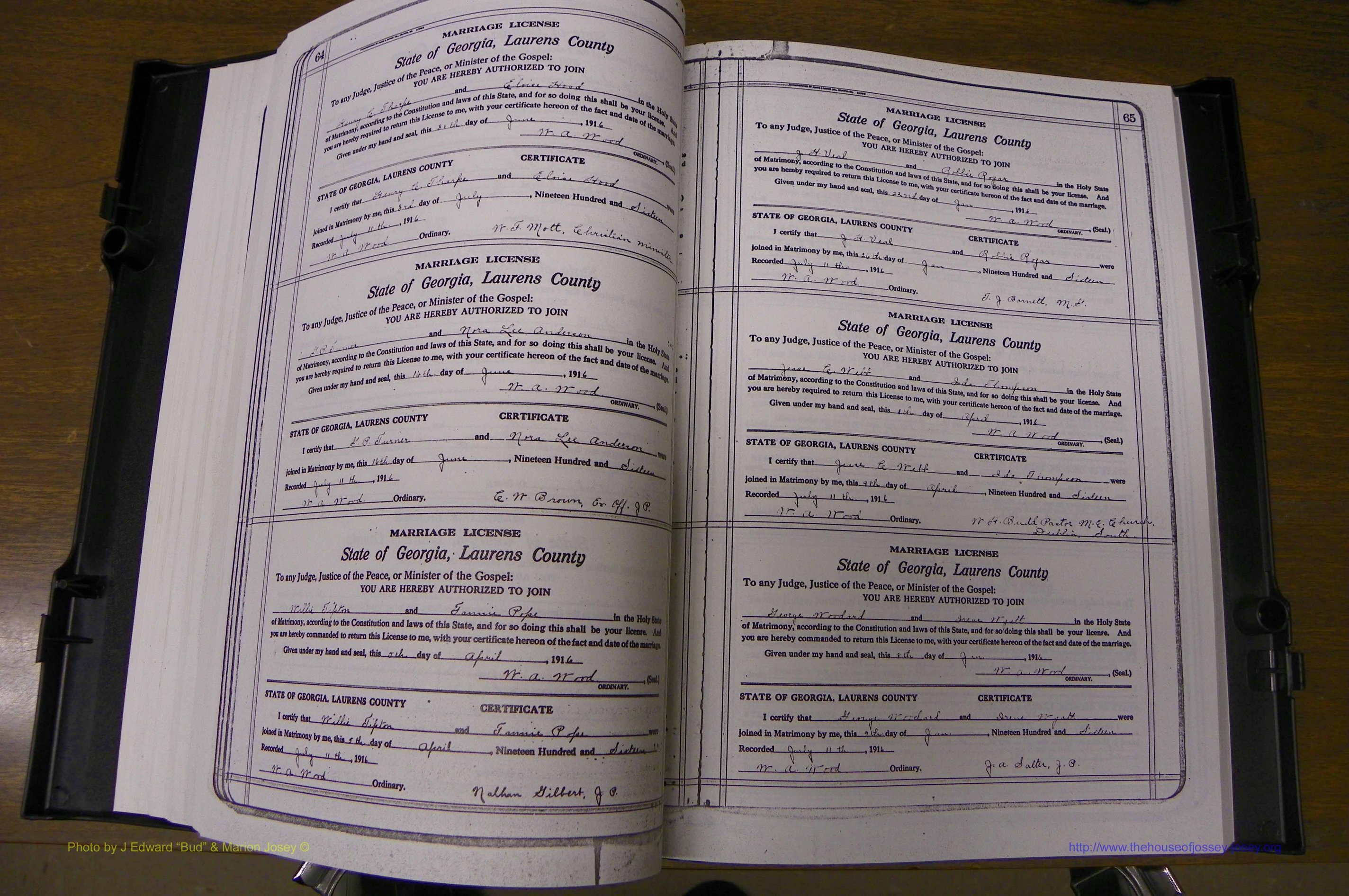 Laurens Co, GA, Marriages Book P, 1915 - 1924, White, P 064-065.JPG