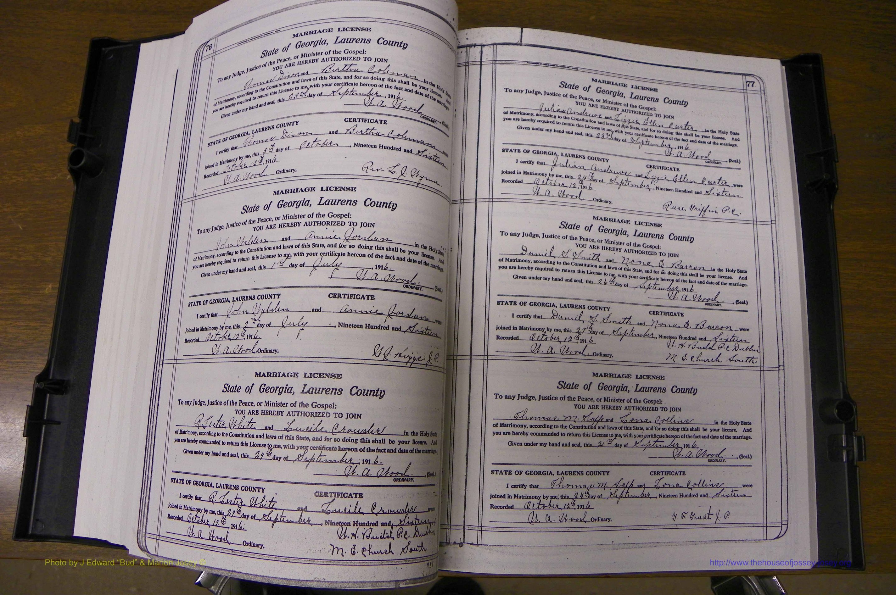 Laurens Co, GA, Marriages Book P, 1915 - 1924, White, P 076-077.JPG