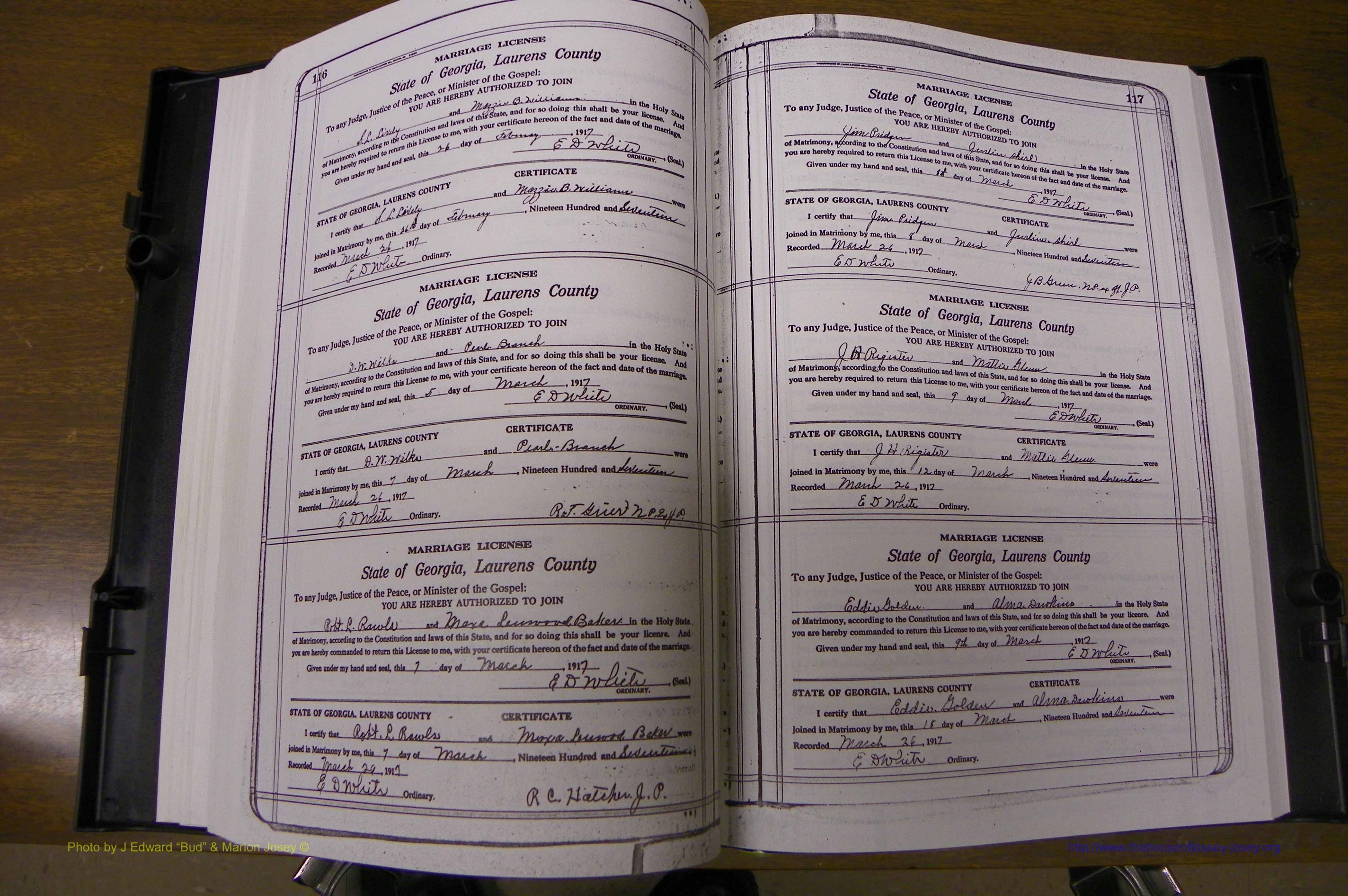 Laurens Co, GA, Marriages Book P, 1915 - 1924, White, P 116-117.JPG