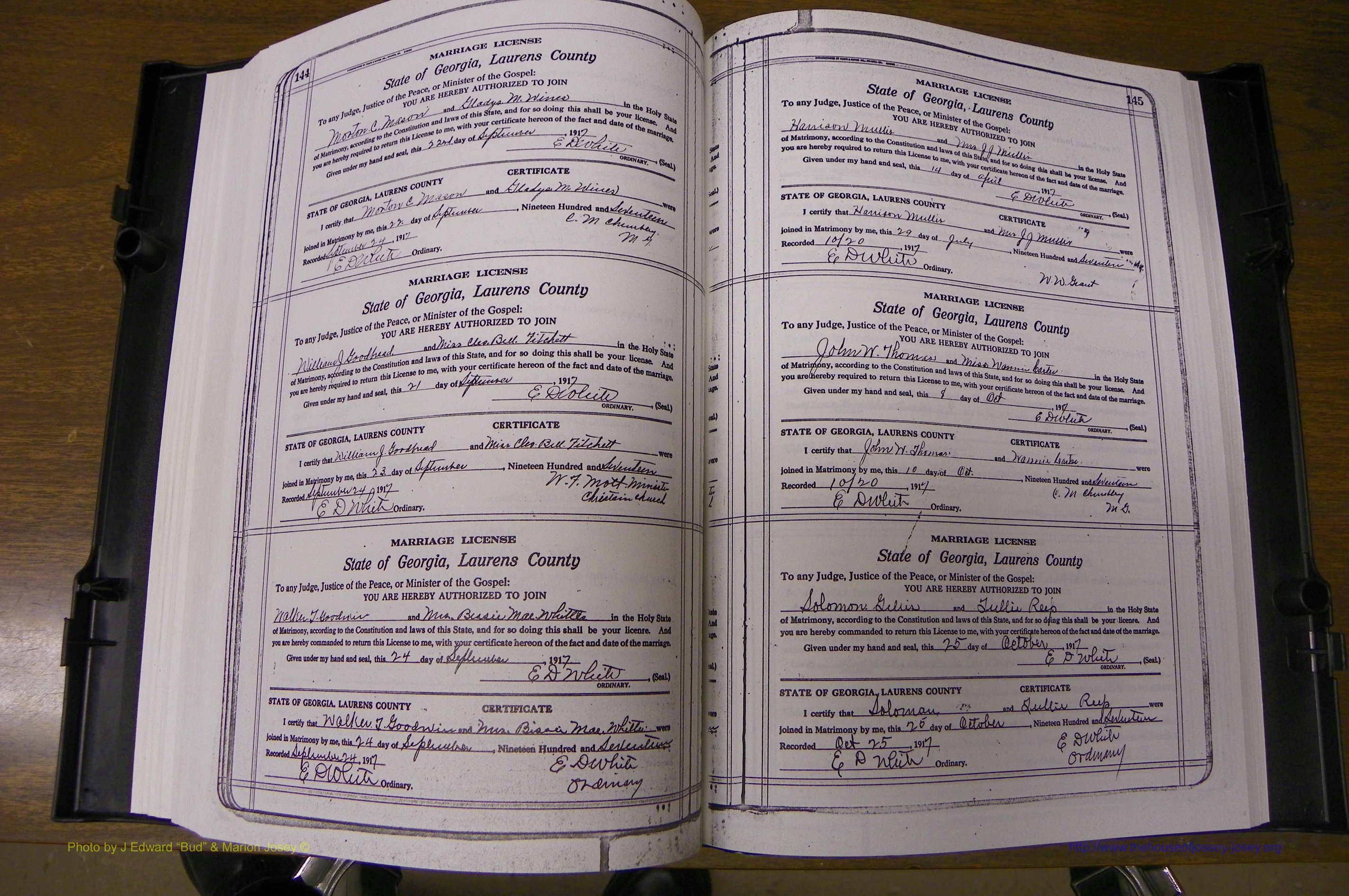 Laurens Co, GA, Marriages Book P, 1915 - 1924, White, P 144-145.JPG