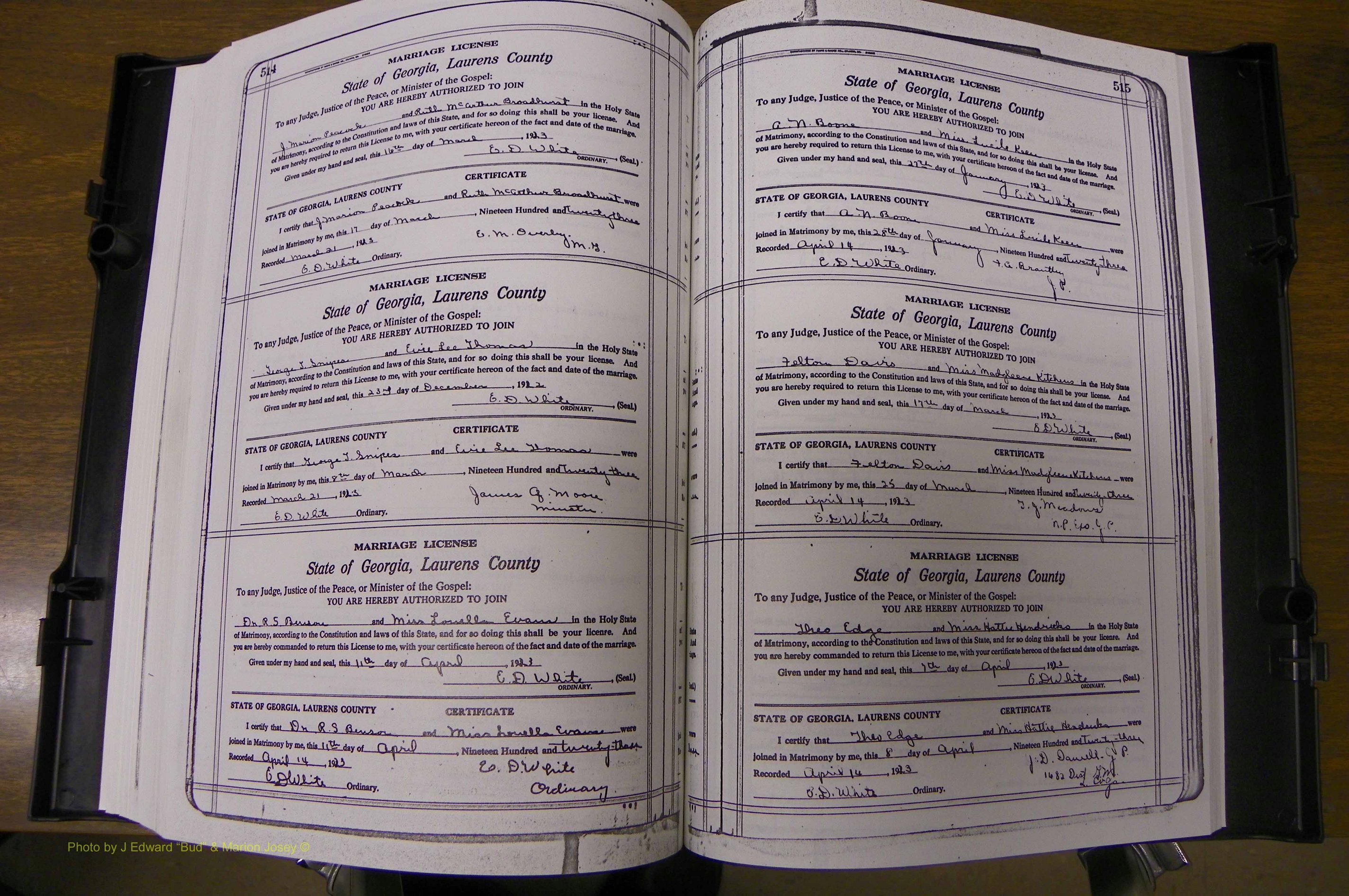 Laurens Co, GA, Marriages Book P, 1915 - 1924, White, P 514-515.JPG