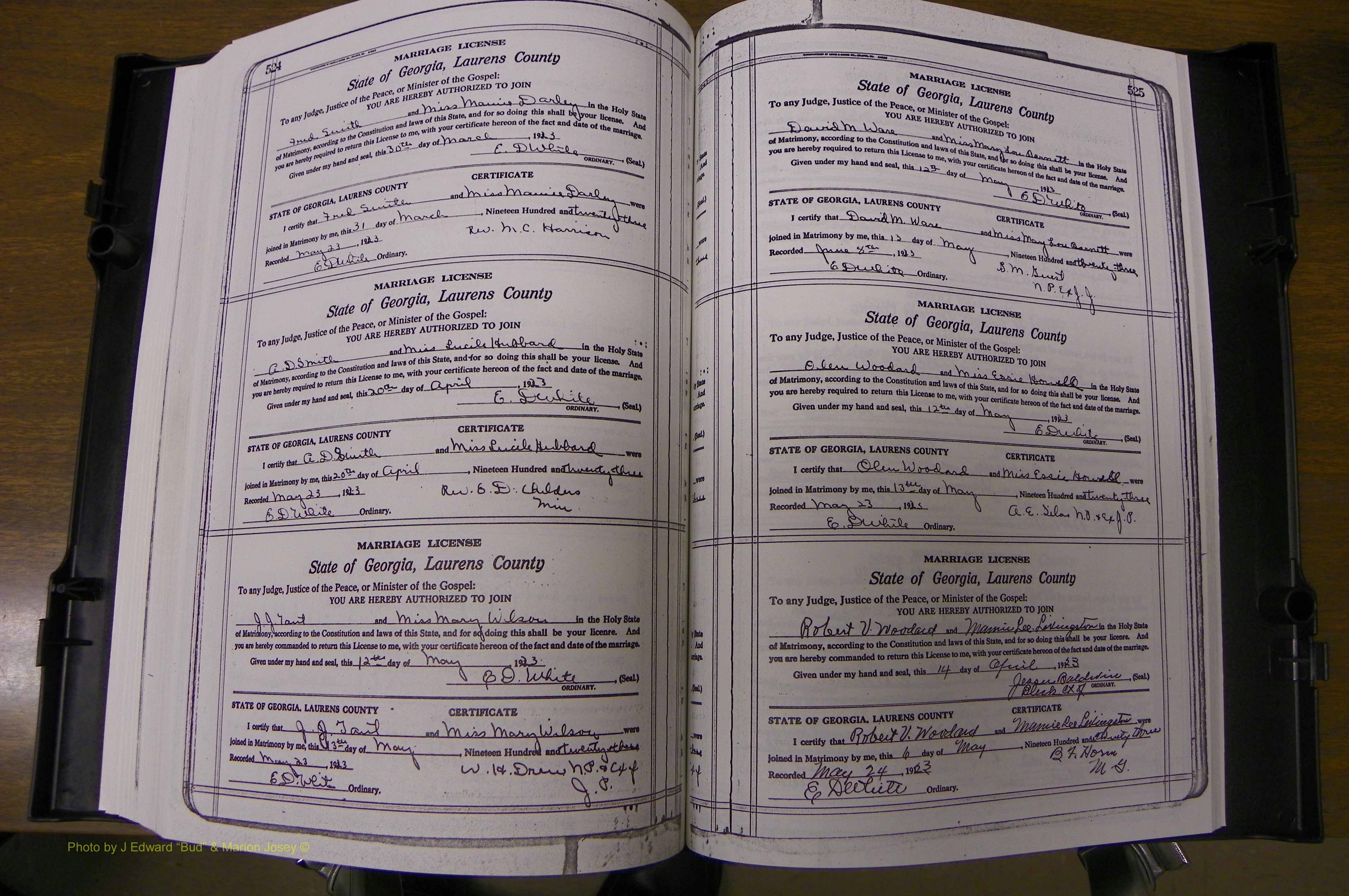 Laurens Co, GA, Marriages Book P, 1915 - 1924, White, P 524-525.JPG