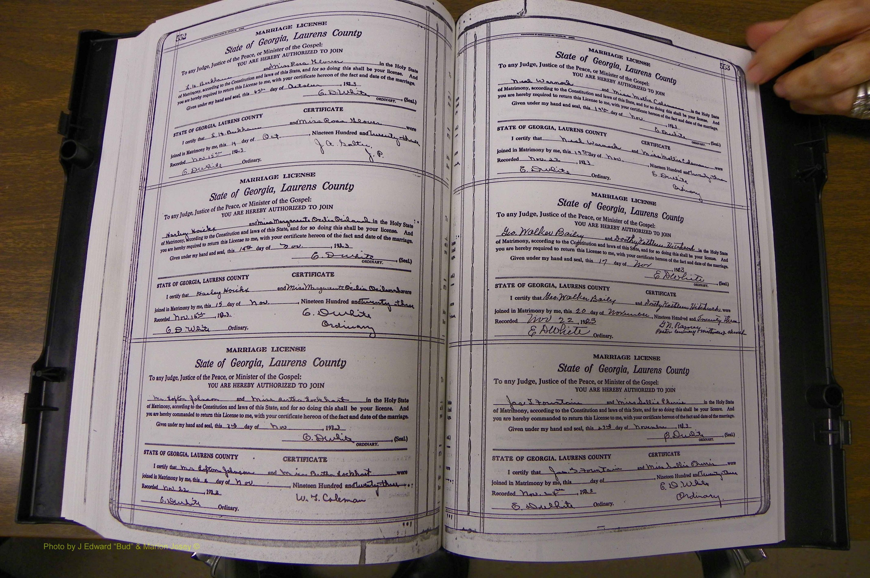 Laurens Co, GA, Marriages Book P, 1915 - 1924, White, P 552-553.JPG