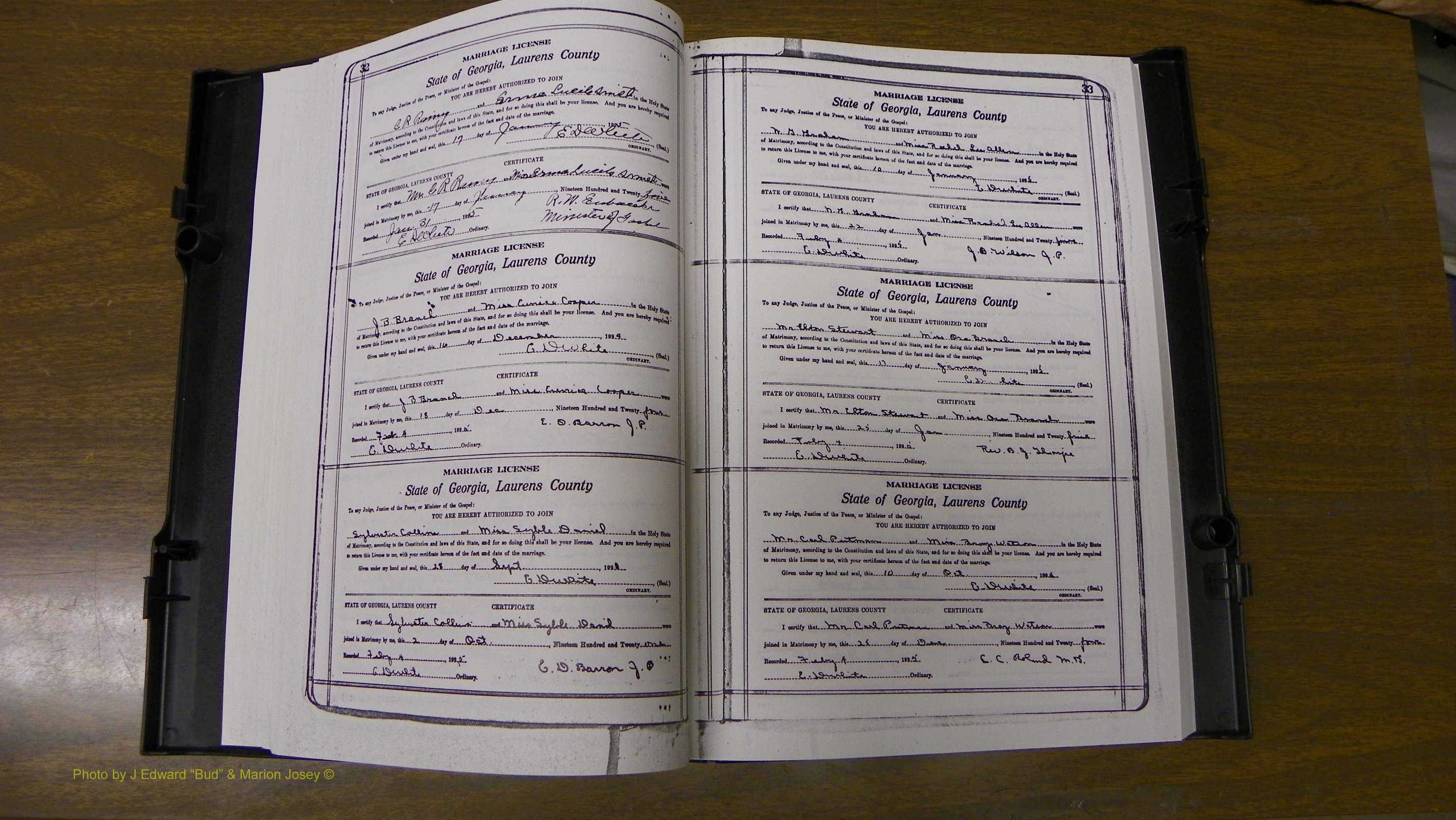 Laurens Co, GA, Marriages Book S, 1924 - 1934, White, P 032-033.JPG