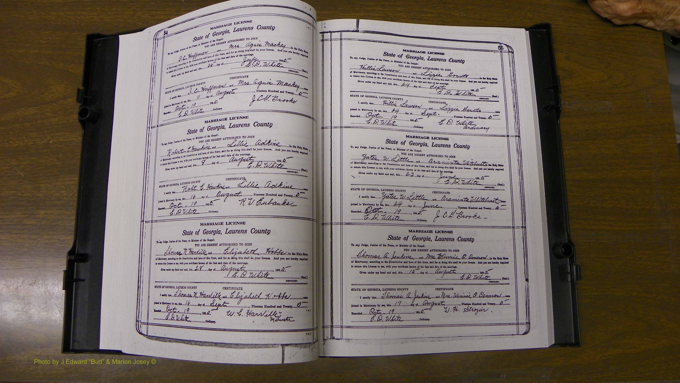 Laurens Co, GA, Marriages Book S, 1924 - 1934, White, P 054-055.JPG