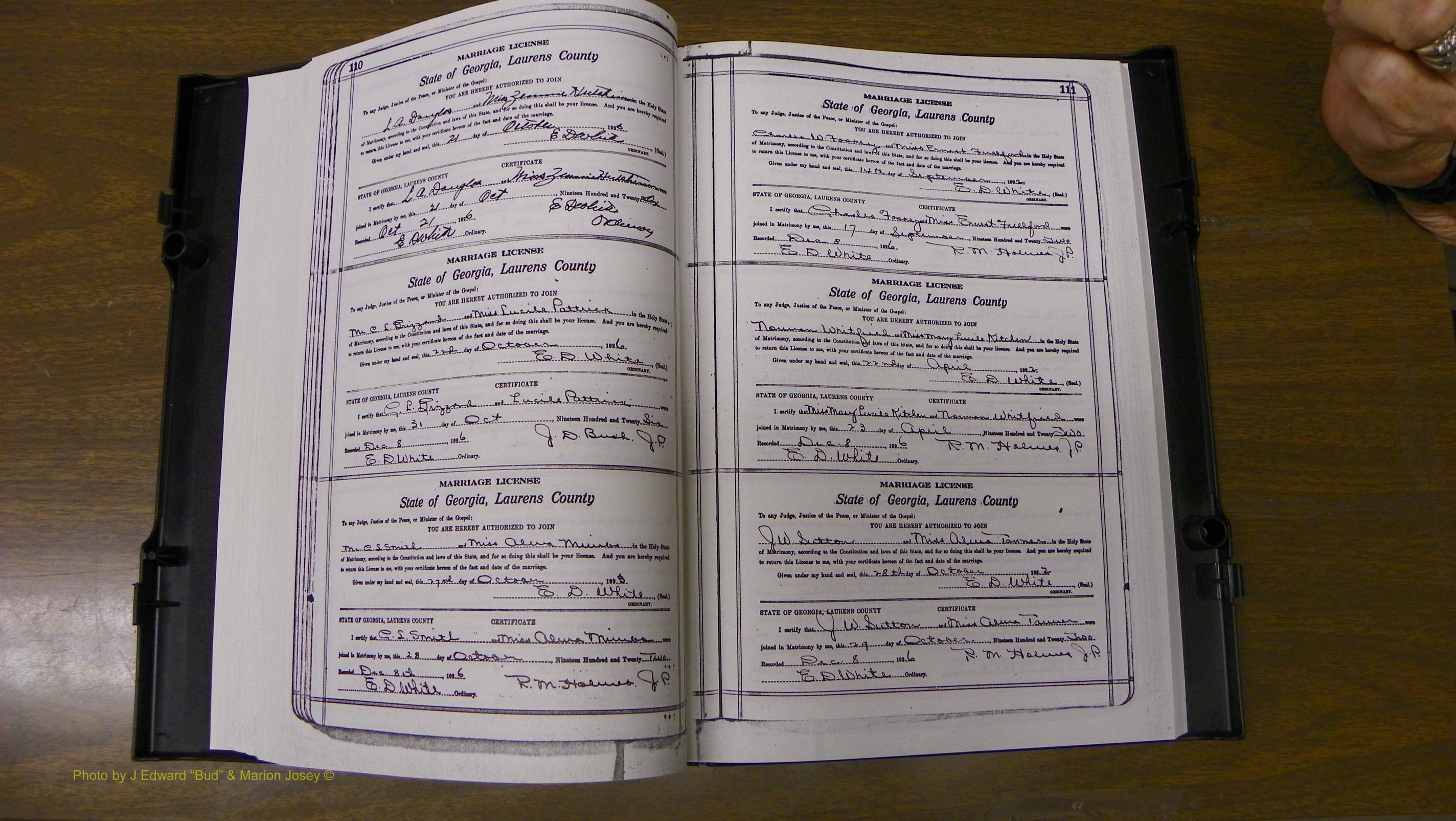 Laurens Co, GA, Marriages Book S, 1924 - 1934, White, P 110-111.JPG