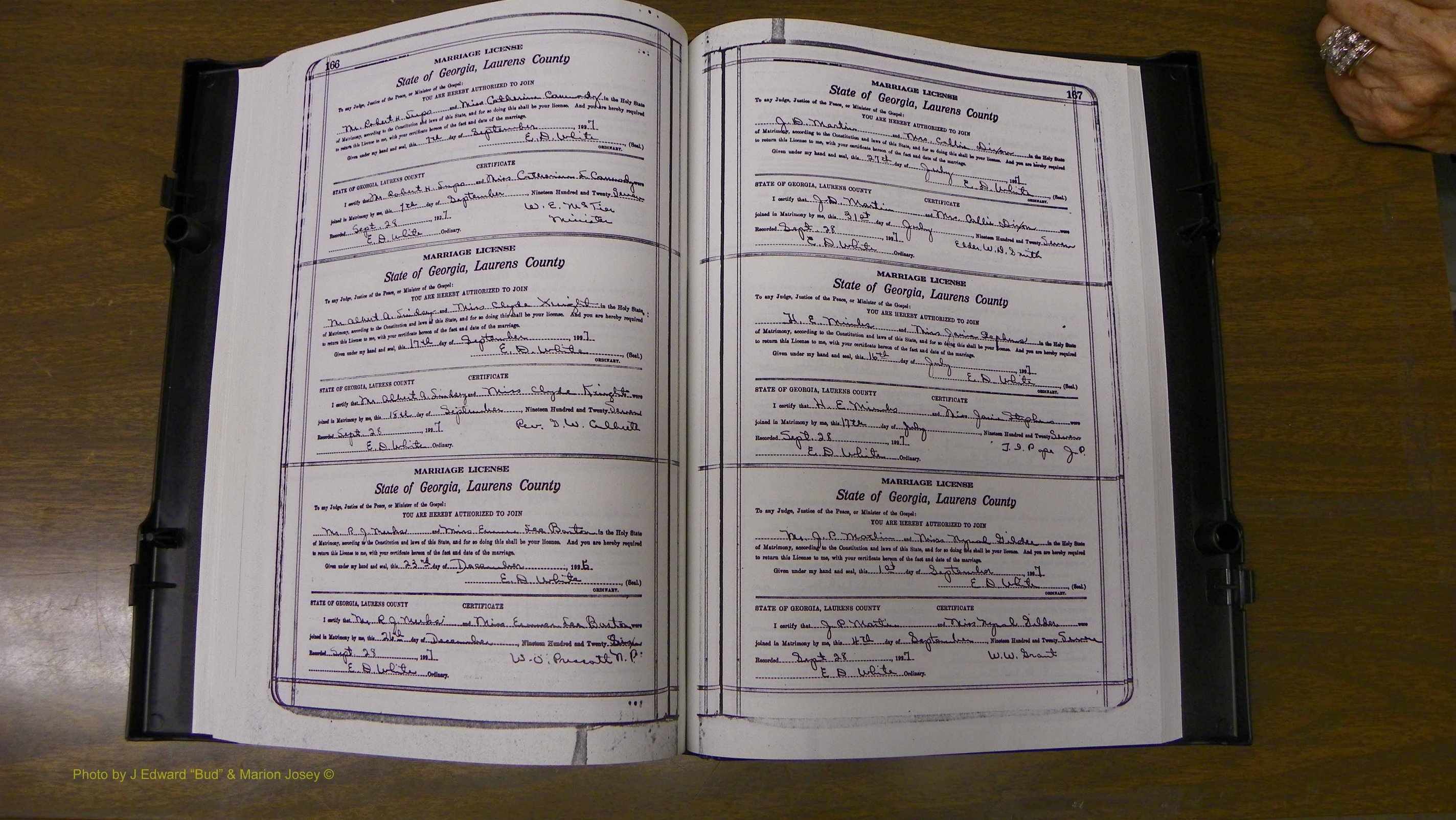 Laurens Co, GA, Marriages Book S, 1924 - 1934, White, P 166-167.JPG