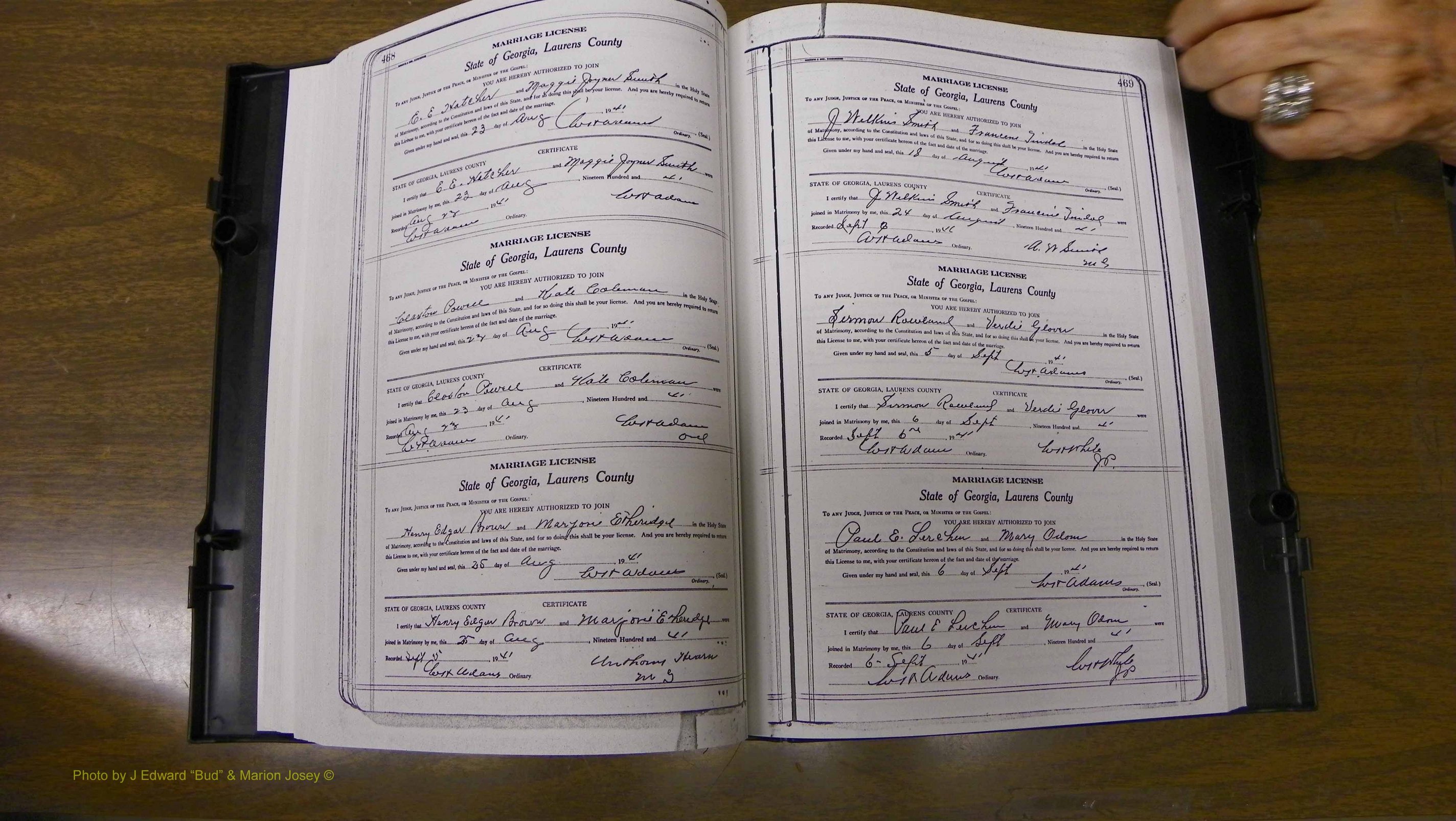 Laurens Co, GA, Marriages Book U, 1934 - 1944, White, P 468-469.JPG