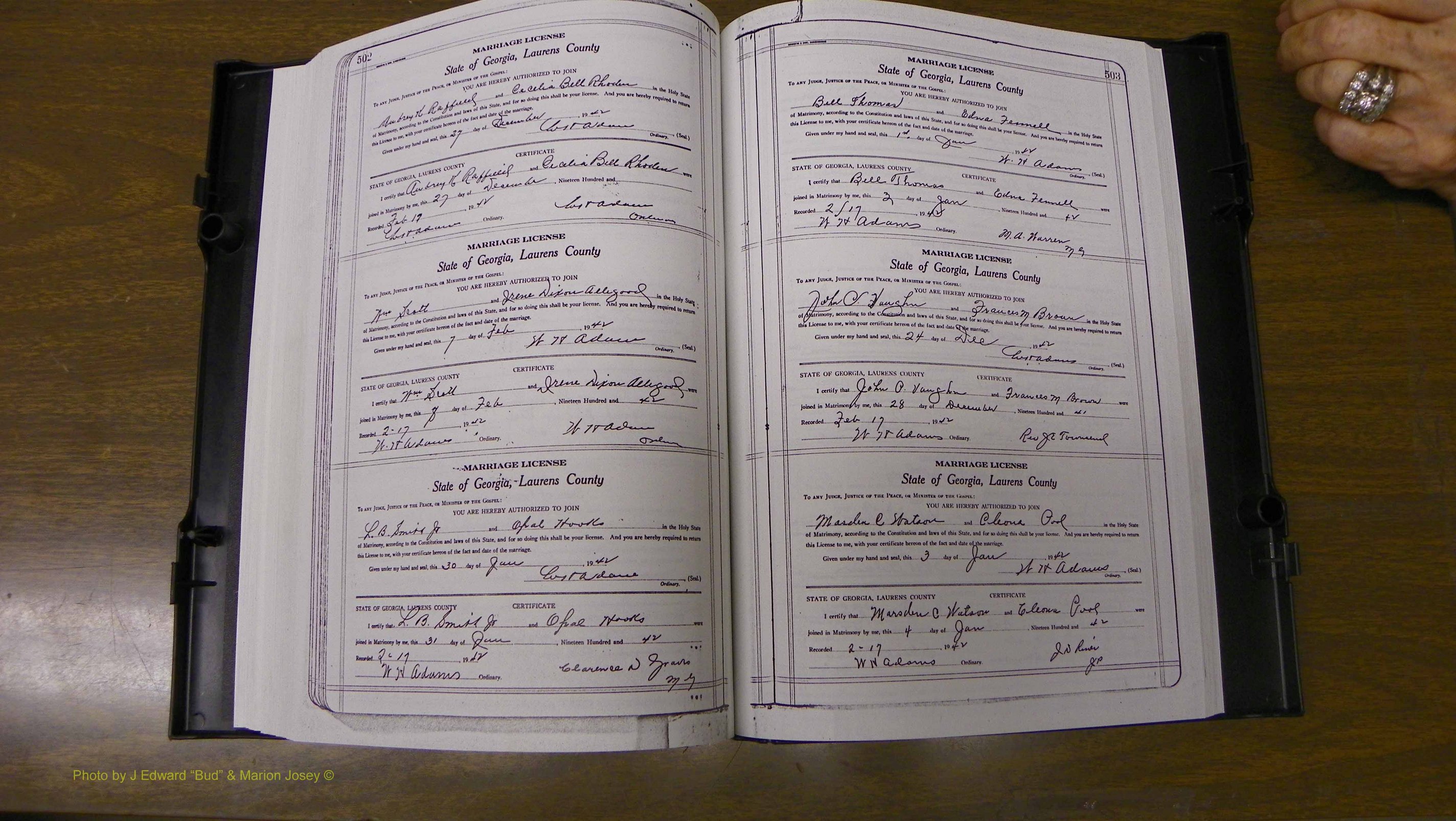 Laurens Co, GA, Marriages Book U, 1934 - 1944, White, P 502-503.JPG