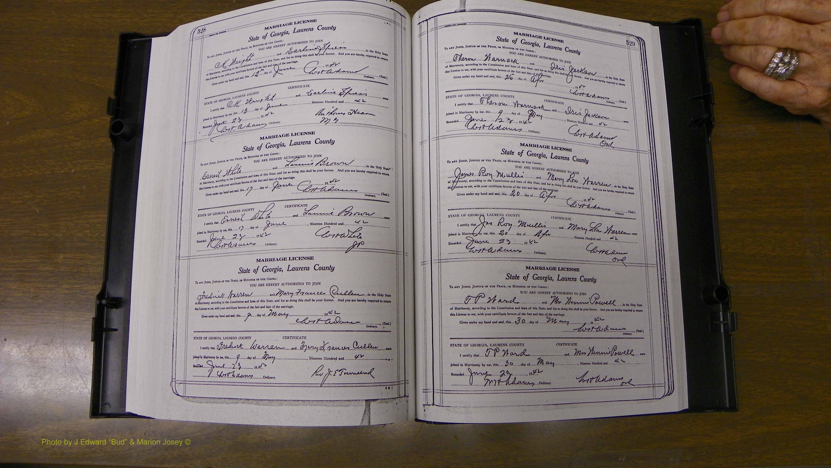 Laurens Co, GA, Marriages Book U, 1934 - 1944, White, P 528-529.JPG