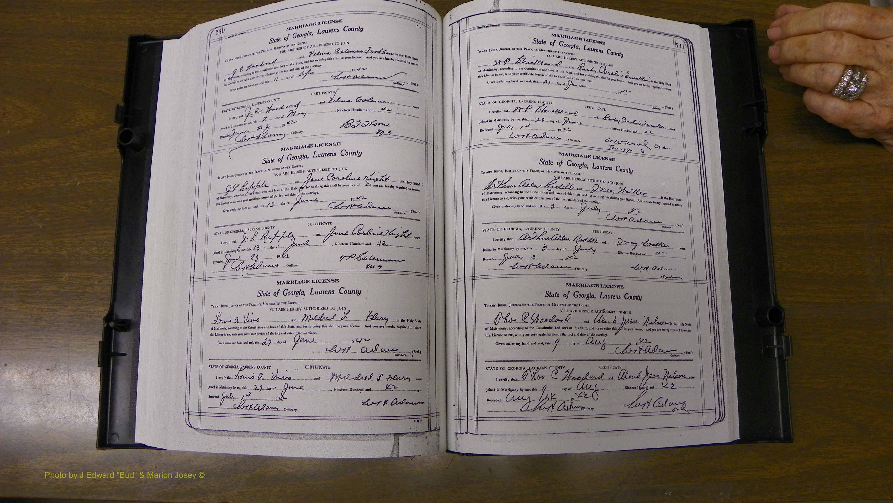 Laurens Co, GA, Marriages Book U, 1934 - 1944, White, P 530-531.JPG