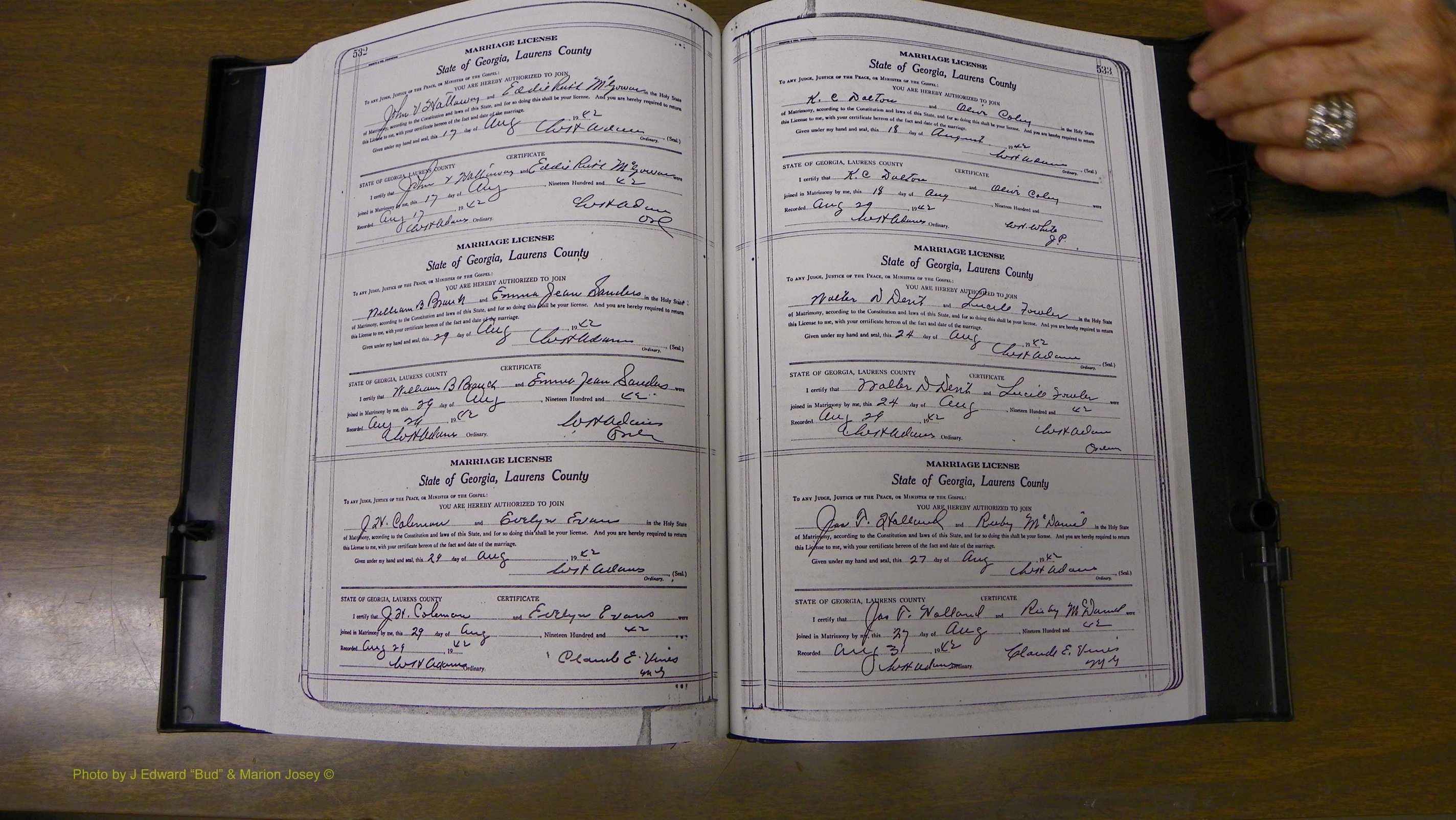 Laurens Co, GA, Marriages Book U, 1934 - 1944, White, P 532-533.JPG