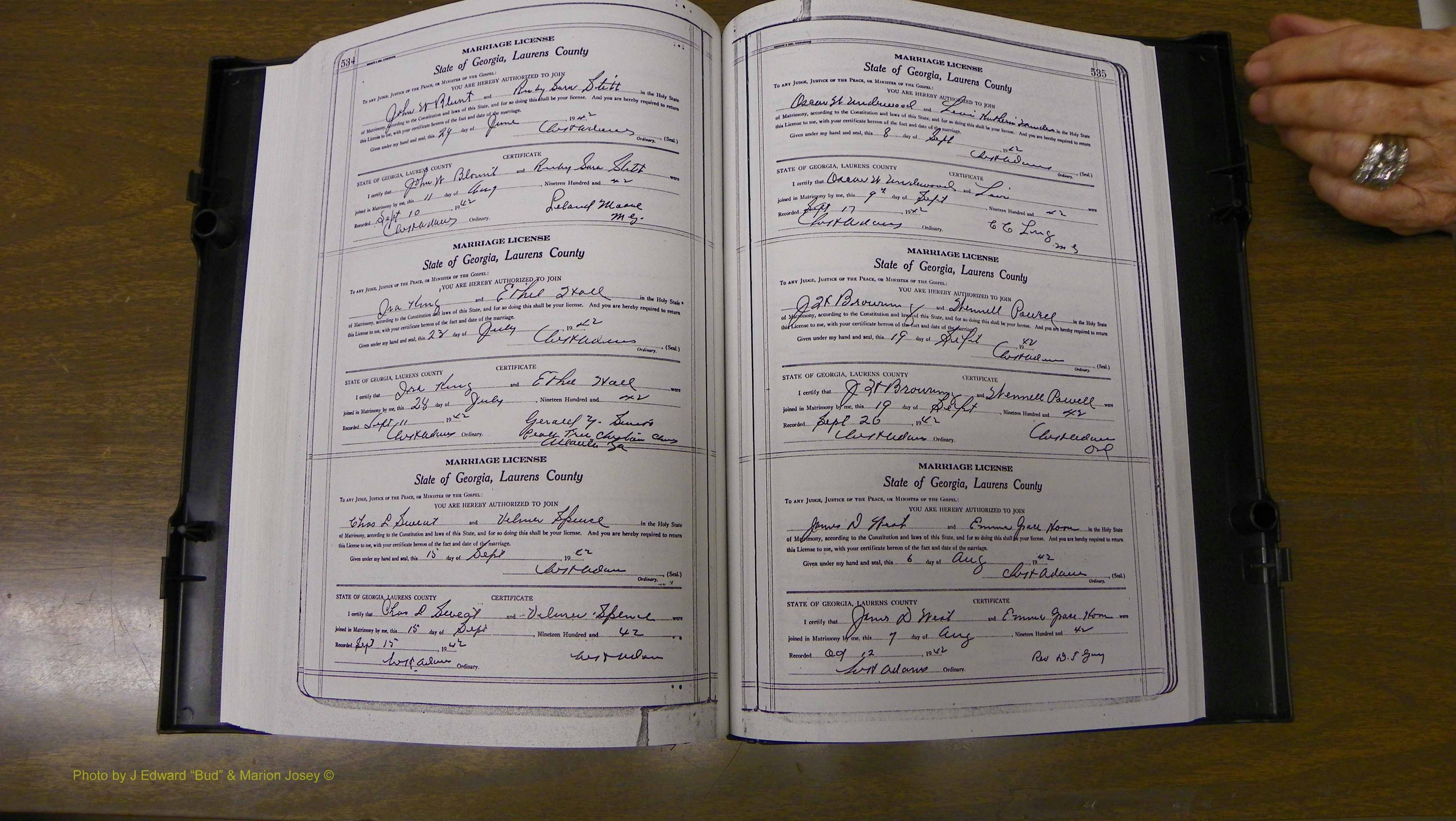 Laurens Co, GA, Marriages Book U, 1934 - 1944, White, P 534-535.JPG