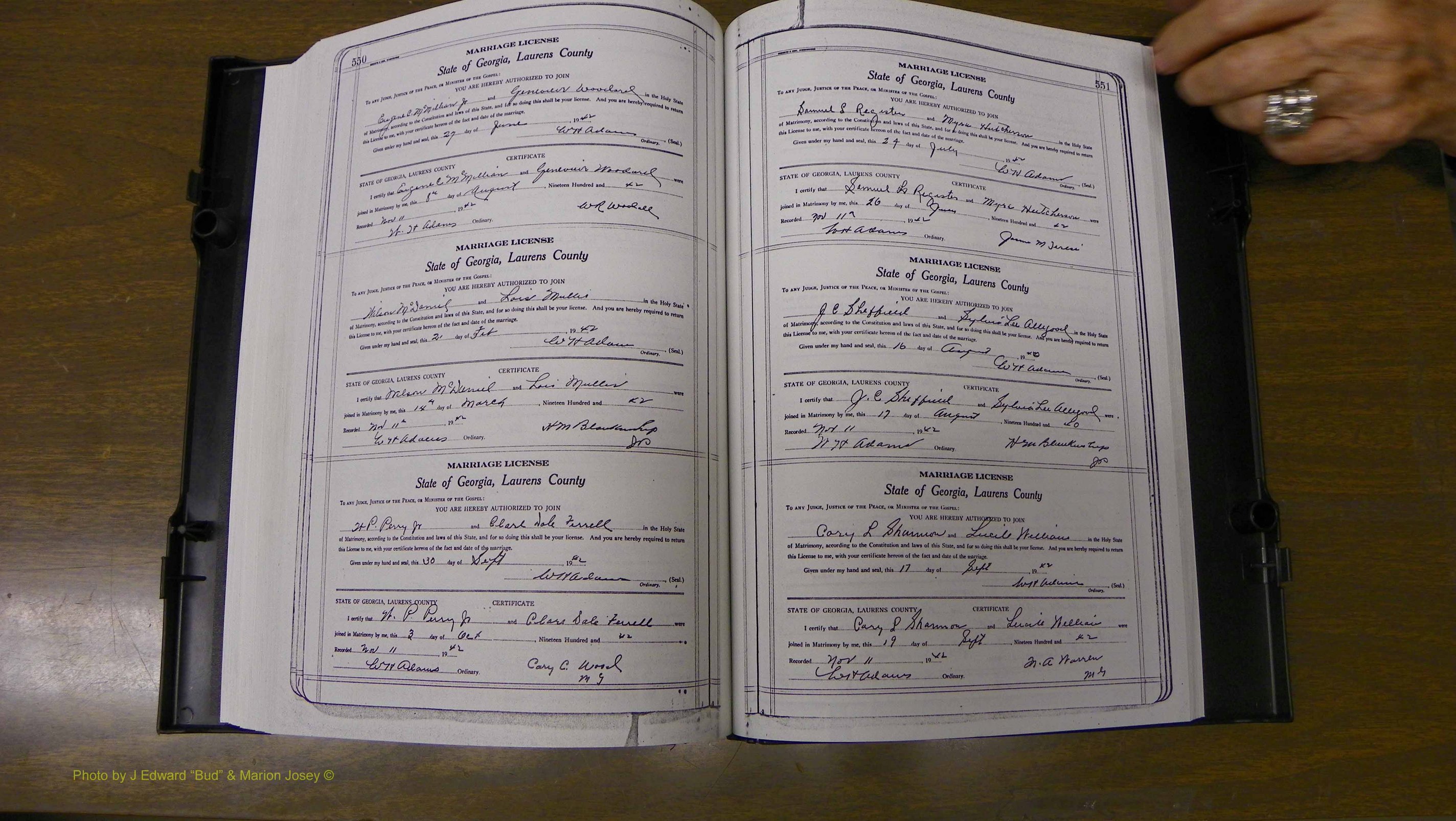 Laurens Co, GA, Marriages Book U, 1934 - 1944, White, P 550-551.JPG