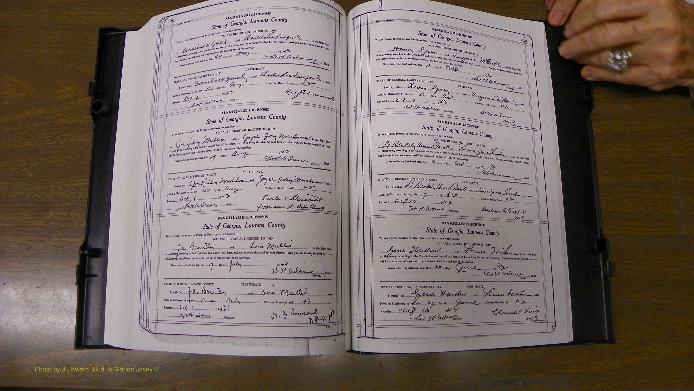 Laurens Co, GA, Marriages Book U, 1934 - 1944, White, P 588-589.JPG