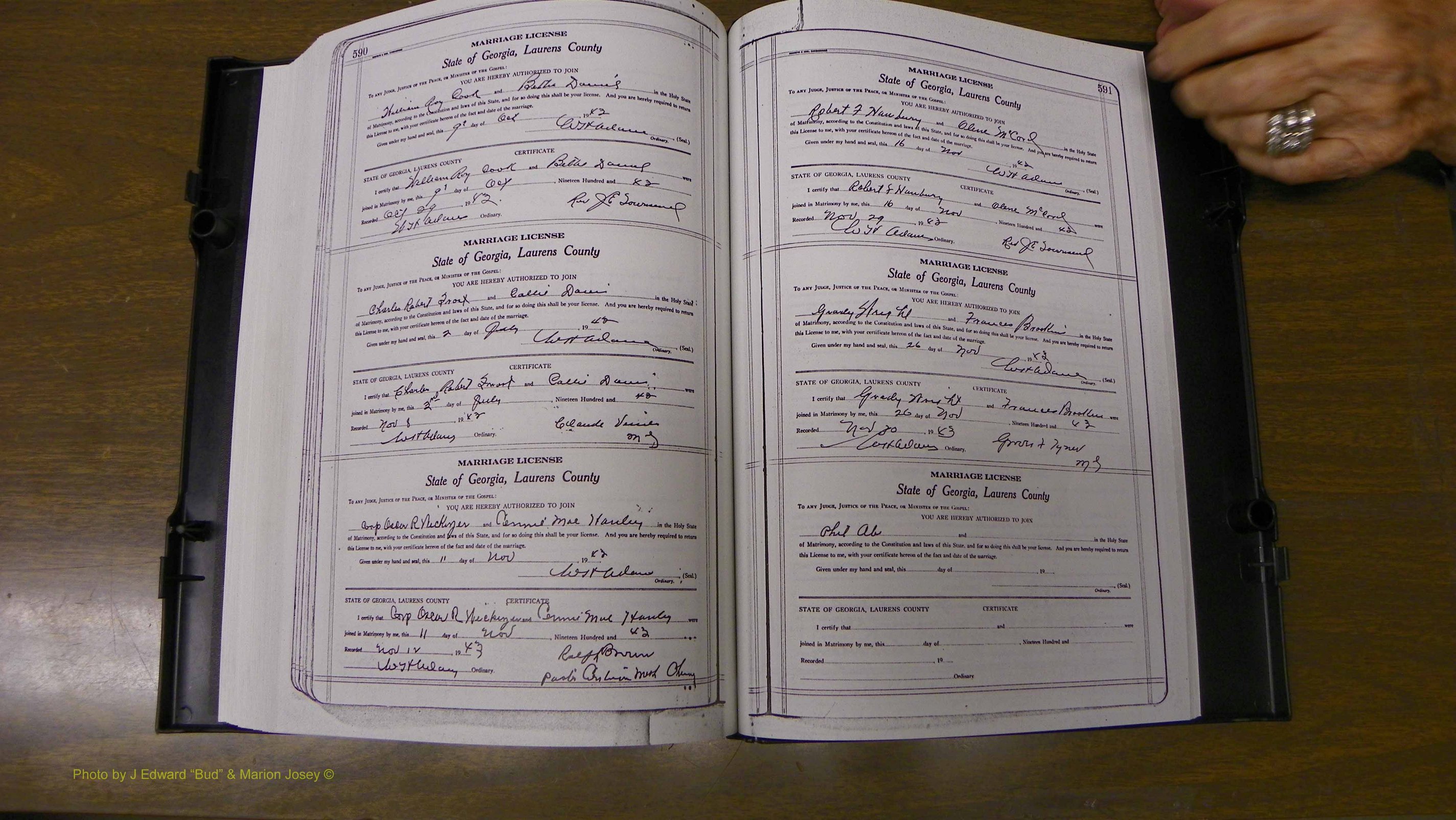 Laurens Co, GA, Marriages Book U, 1934 - 1944, White, P 590-591.JPG