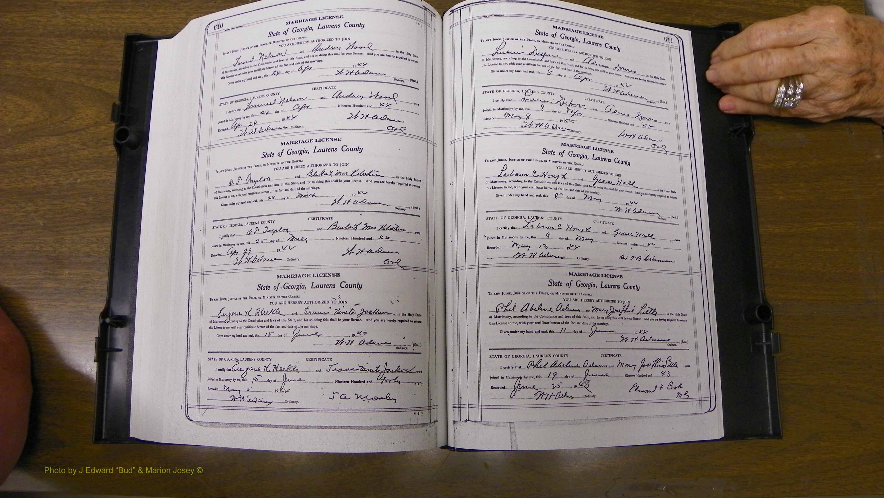 Laurens Co, GA, Marriages Book U, 1934 - 1944, White, P 610-611.JPG