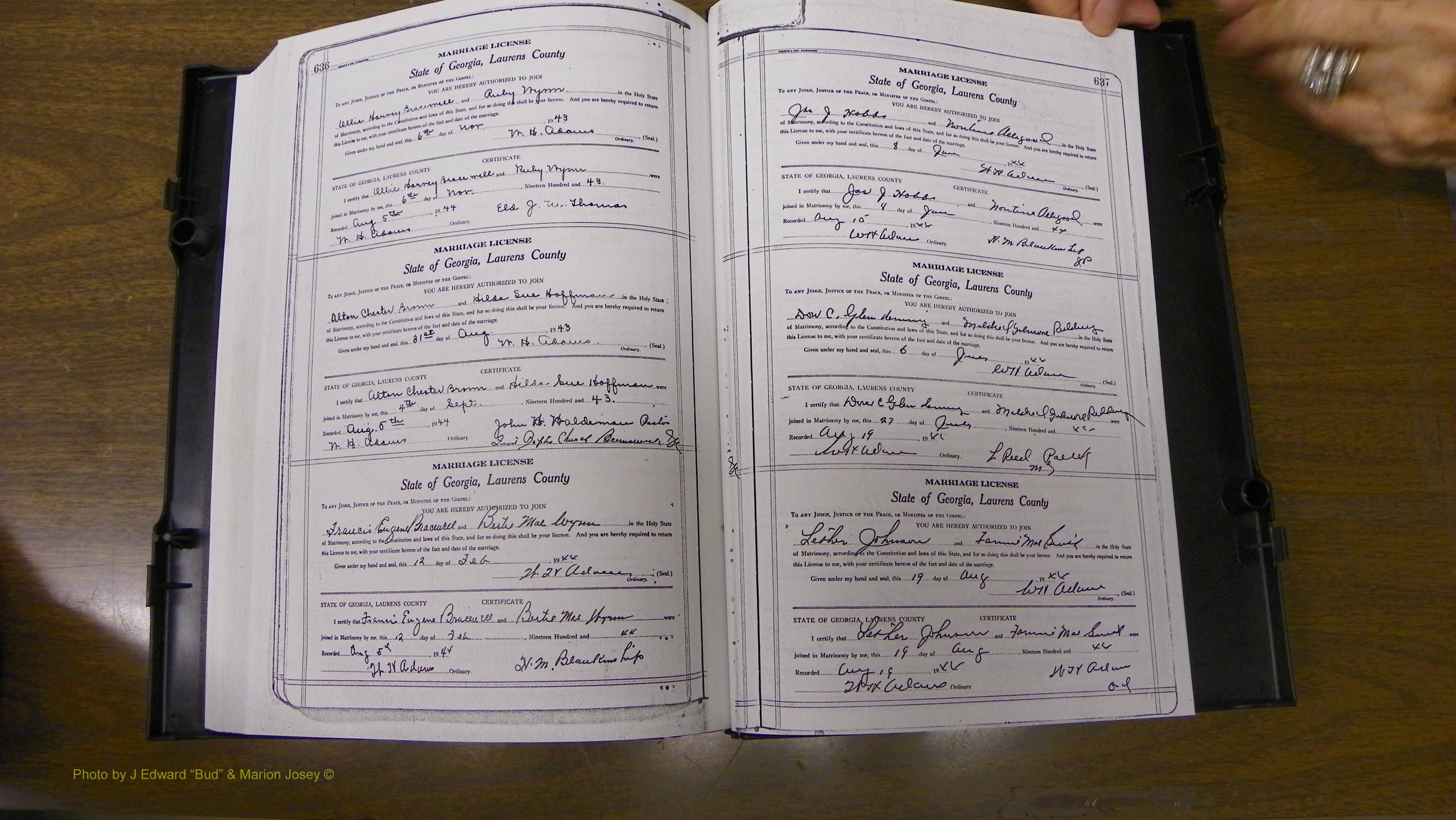 Laurens Co, GA, Marriages Book U, 1934 - 1944, White, P 636-637.JPG