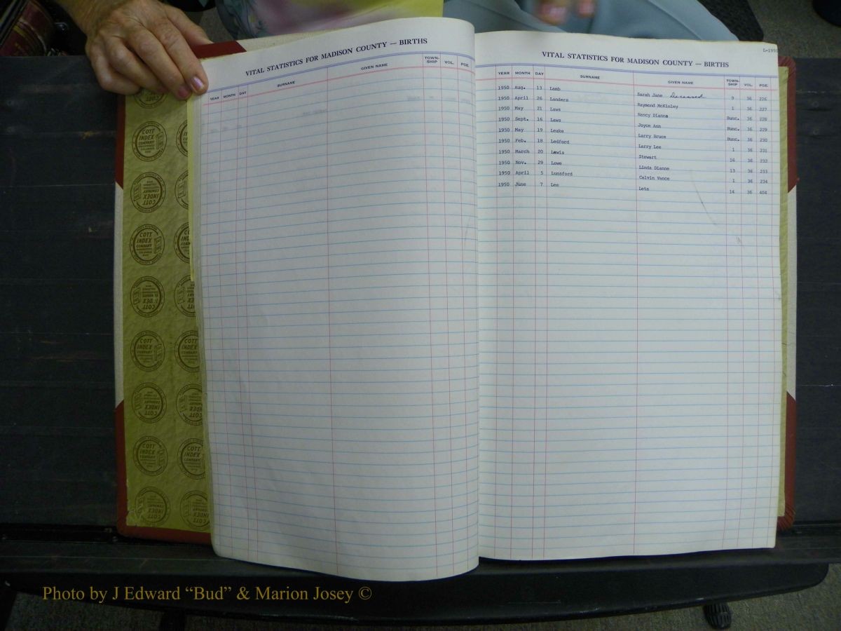 Madison Births & Deaths, Book 2, L-Z, + Delayed Book 2 021.JPG