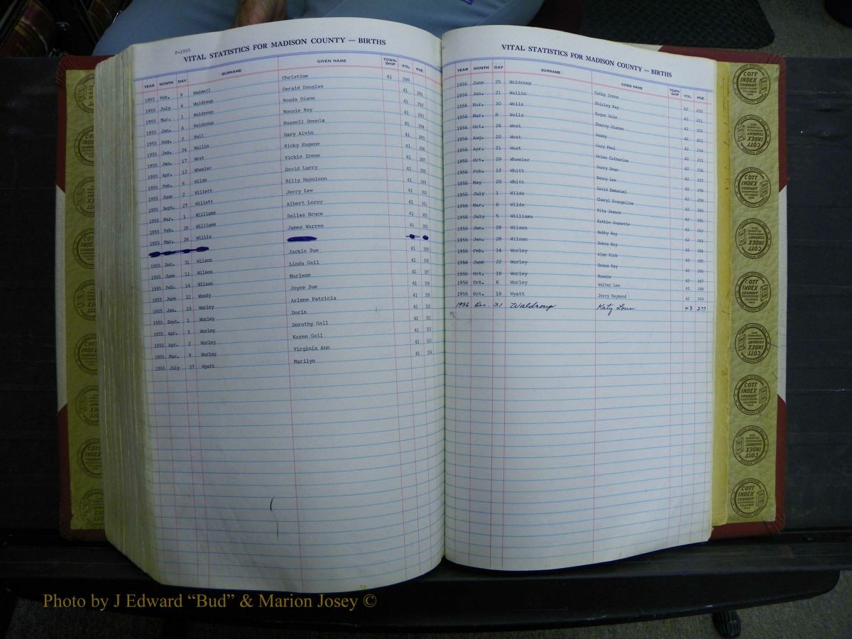 Madison Births & Deaths, Book 2, L-Z, + Delayed Book 2 305.JPG