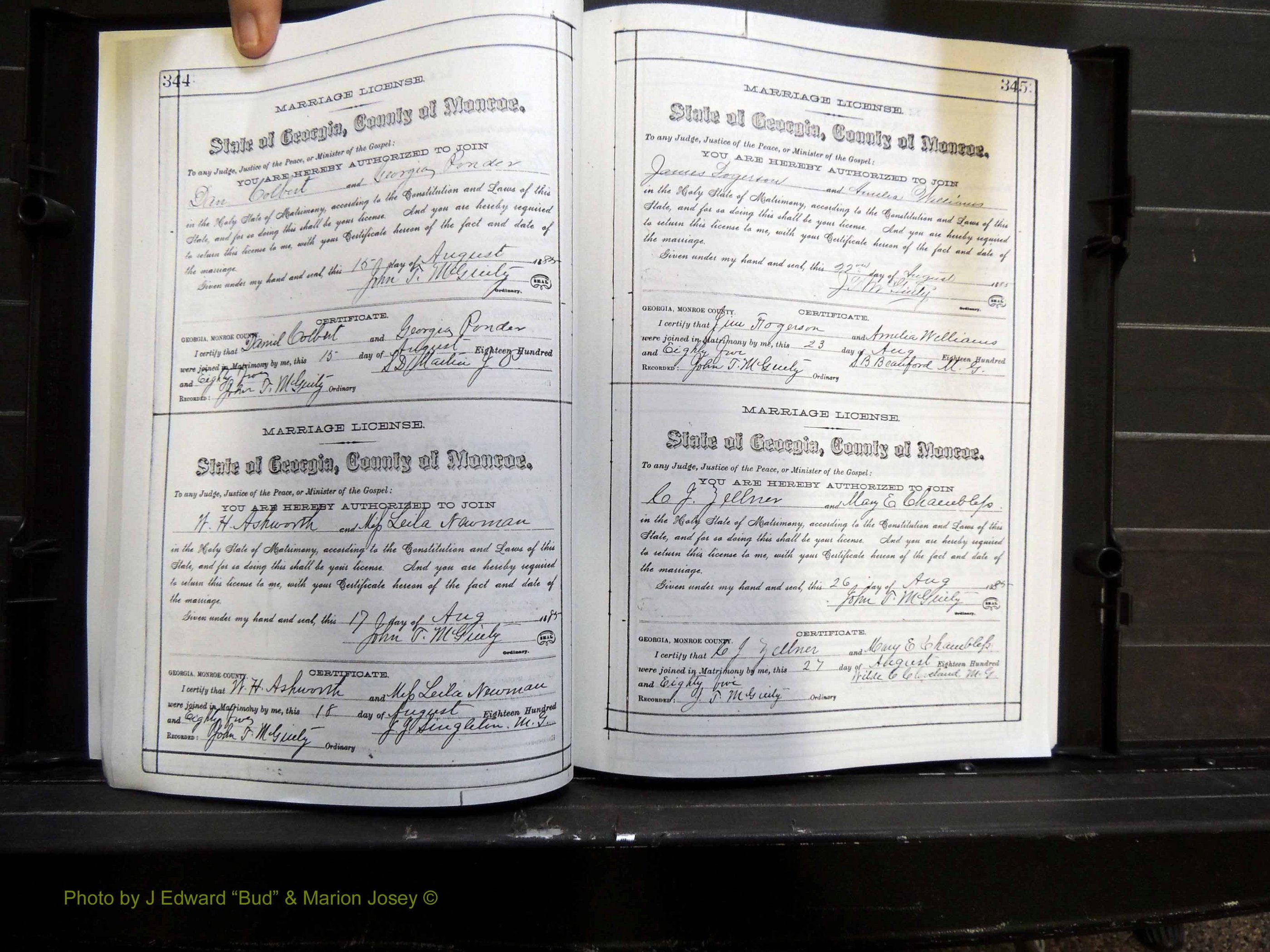 Monroe Co, GA, Marriages, Book E2, 1884-1887 pg 344-345.JPG