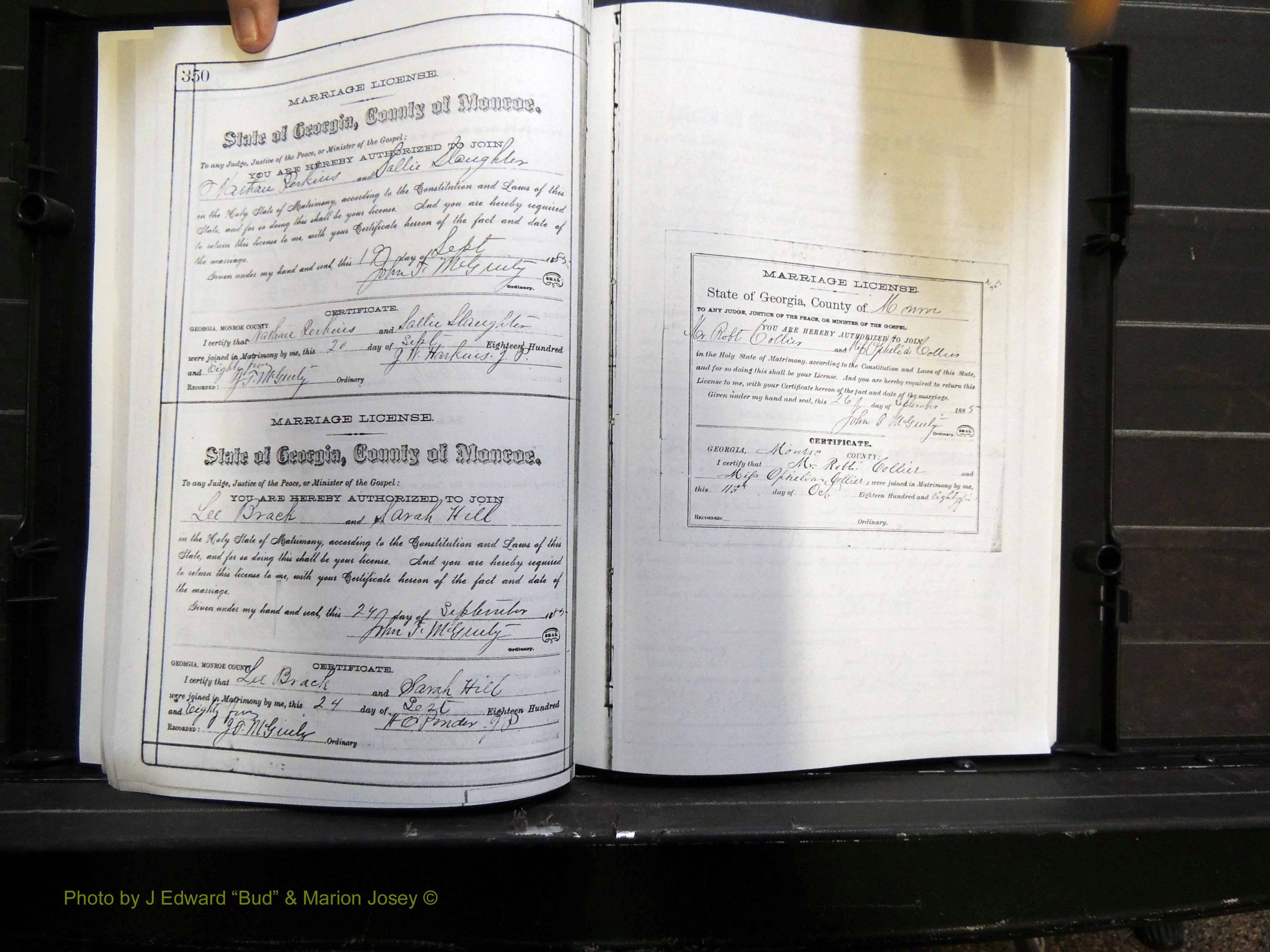 Monroe Co, GA, Marriages, Book E2, 1884-1887 pg 350.JPG