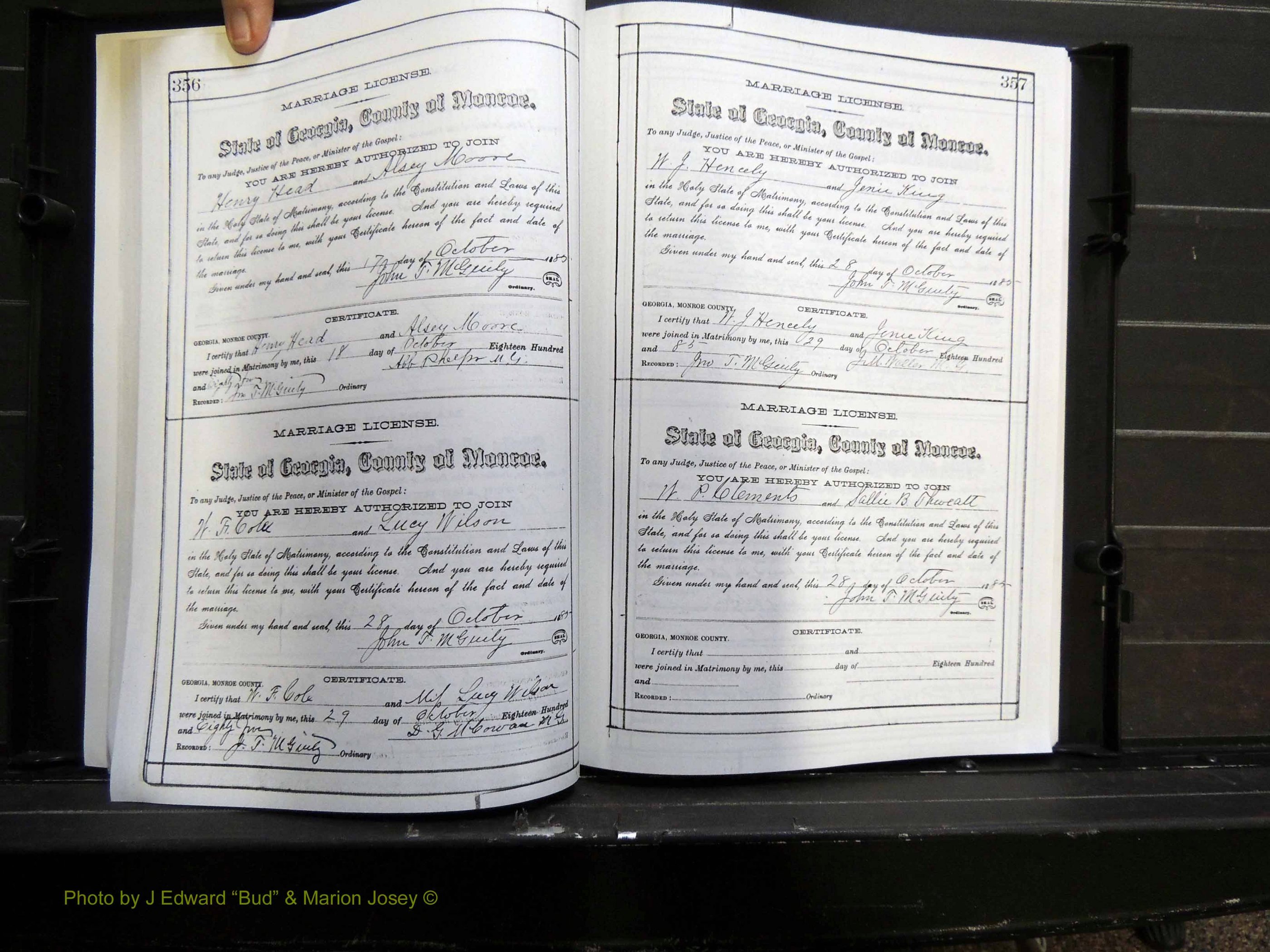 Monroe Co, GA, Marriages, Book E2, 1884-1887 pg 356-357.JPG