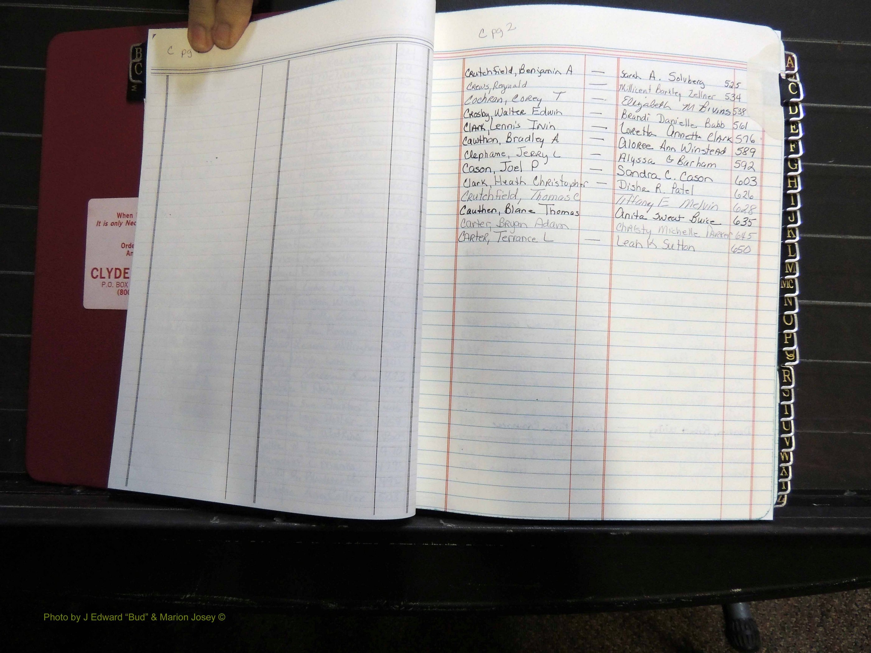 Monroe Co, GA, Marriages, Book, O, 2007-2012 Index C2.JPG