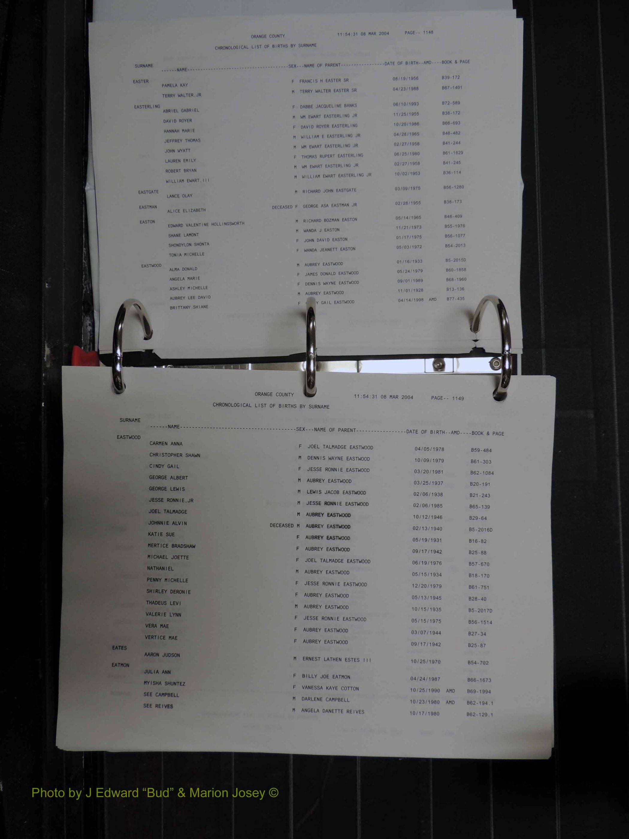 Orange Co, NC, Birth Index, D-M (105).JPG