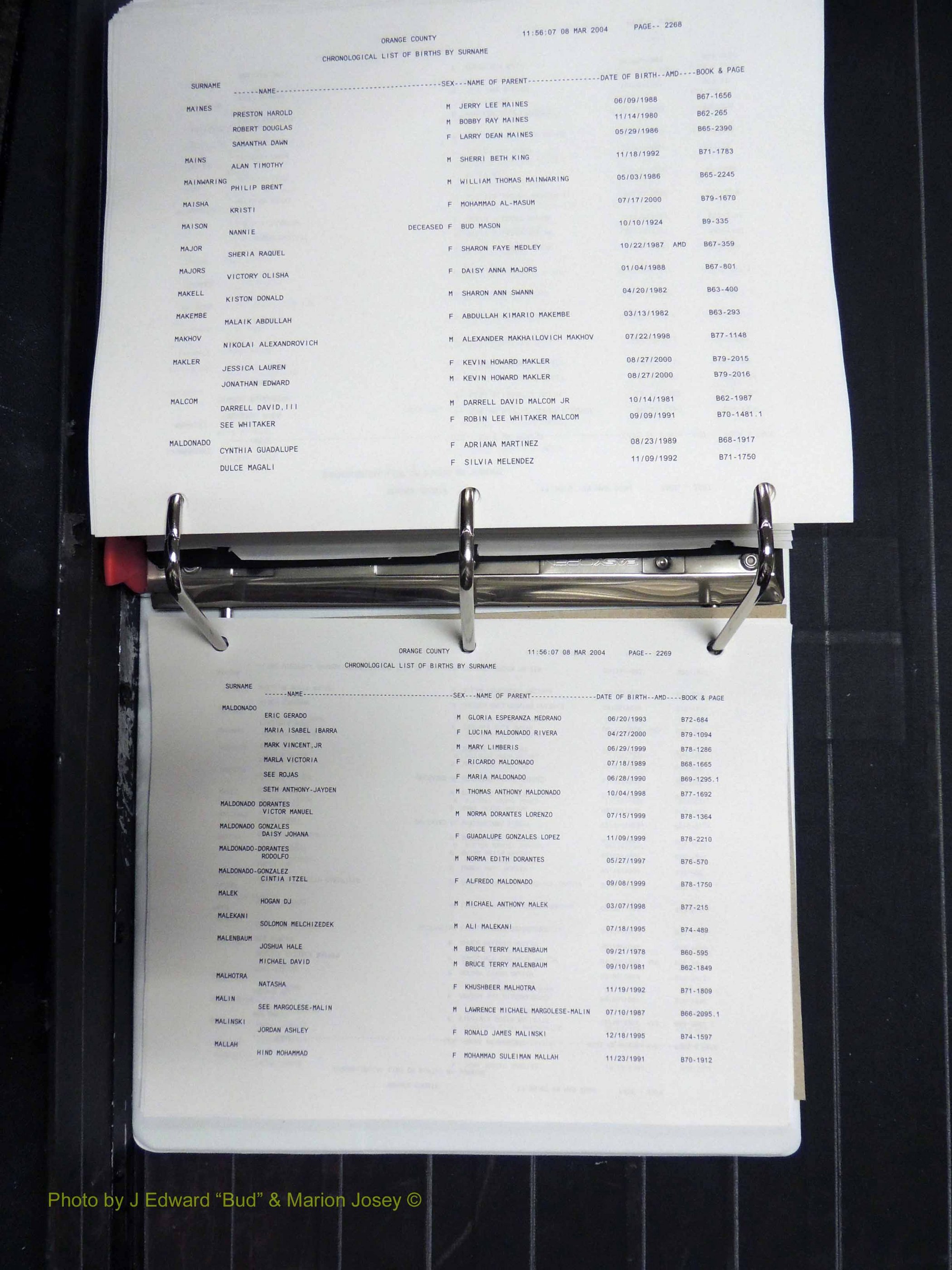 Orange Co, NC, Birth Index, D-M (671).JPG