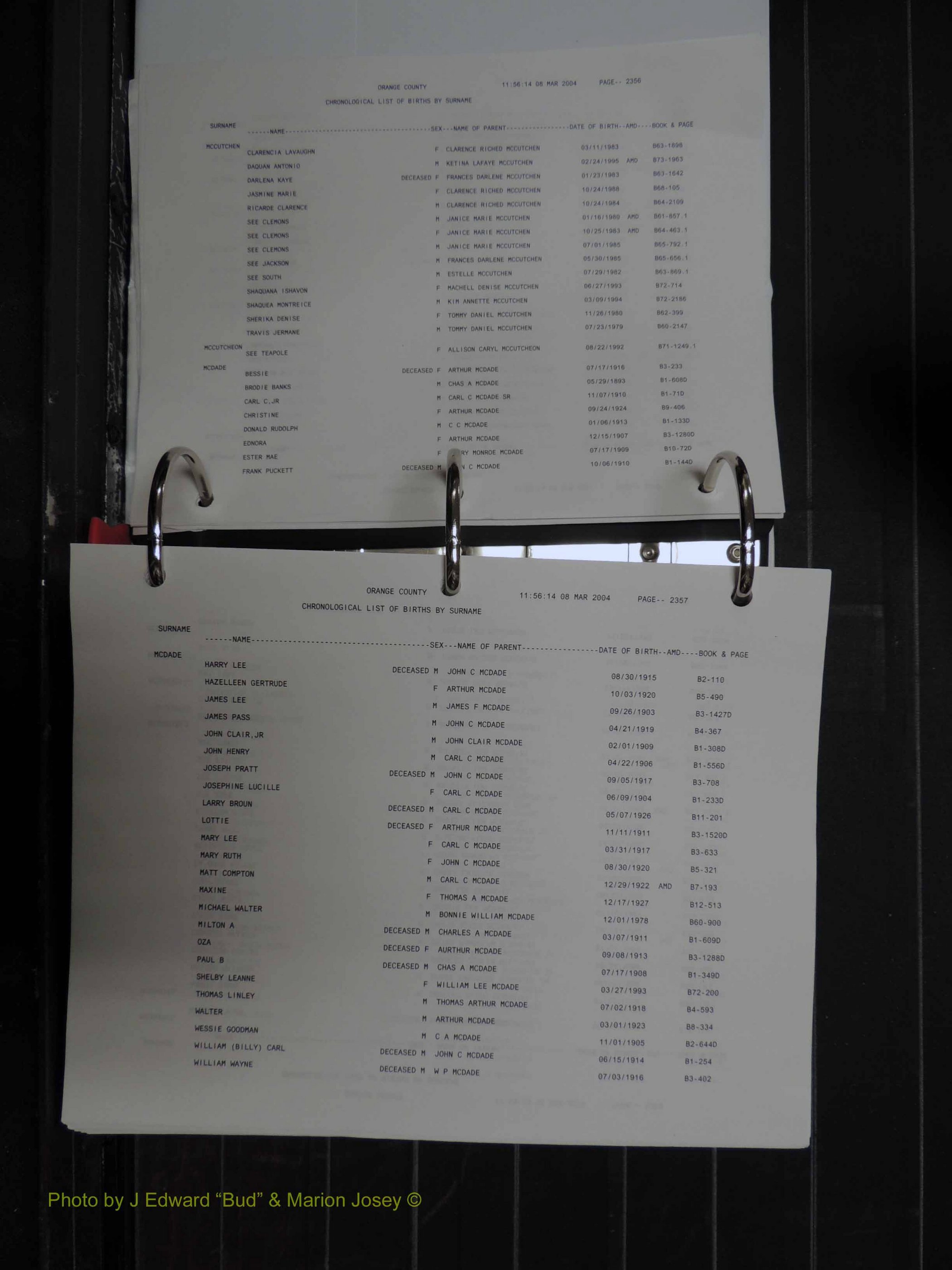 Orange Co, NC, Birth Index, M-Z (112).JPG