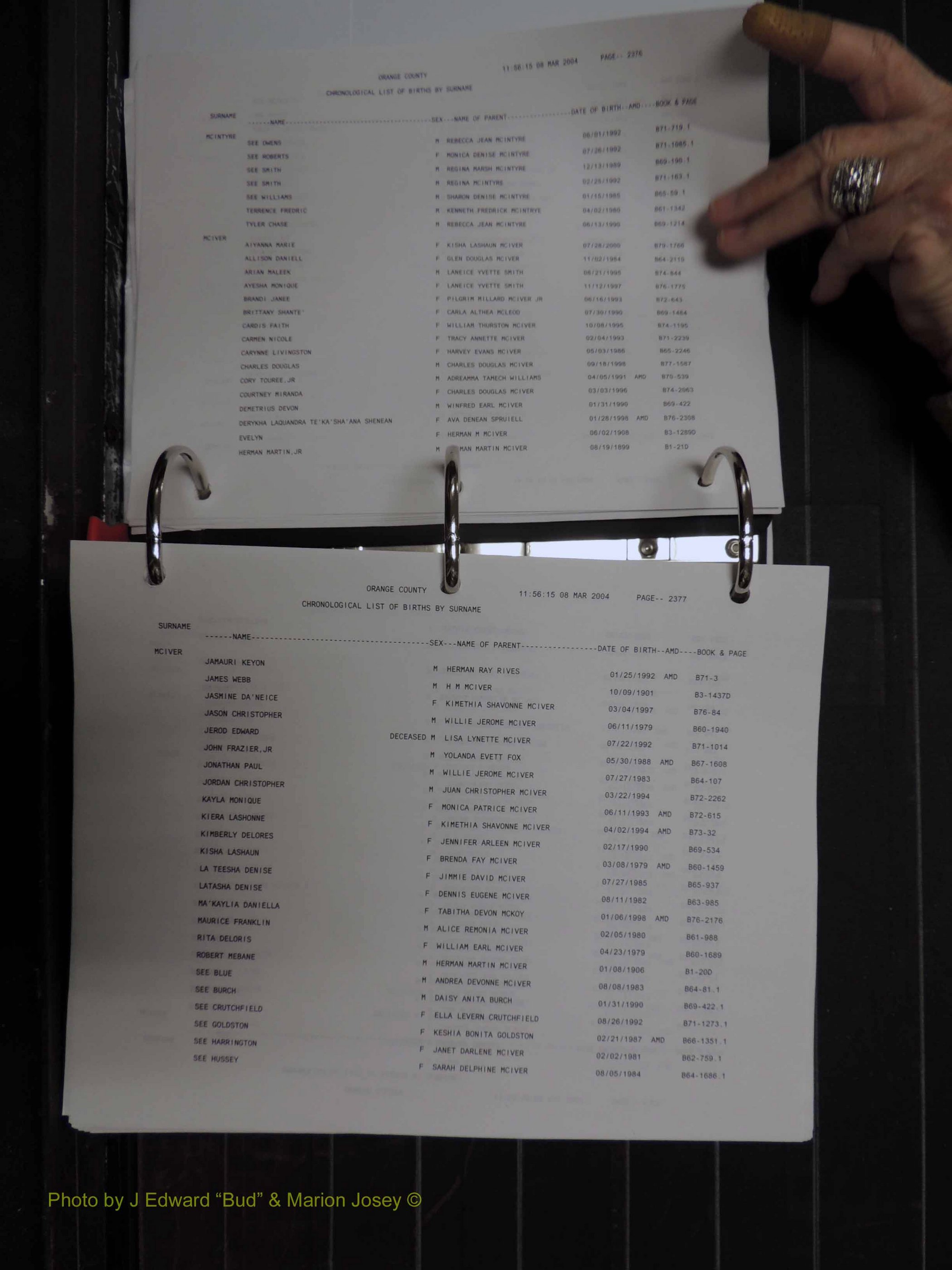 Orange Co, NC, Birth Index, M-Z (122).JPG