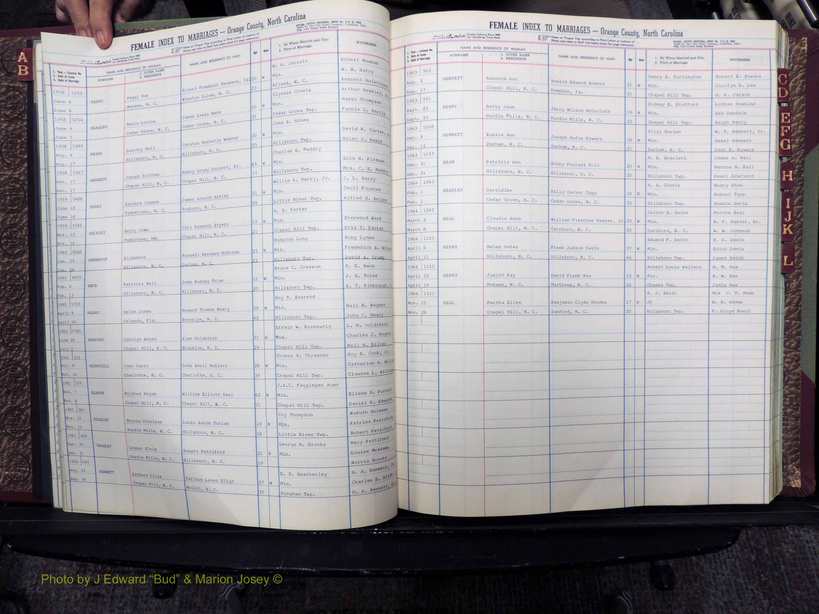 Orange Co, NC, Marriages, Female, A-L, 1911-1964 (118).JPG