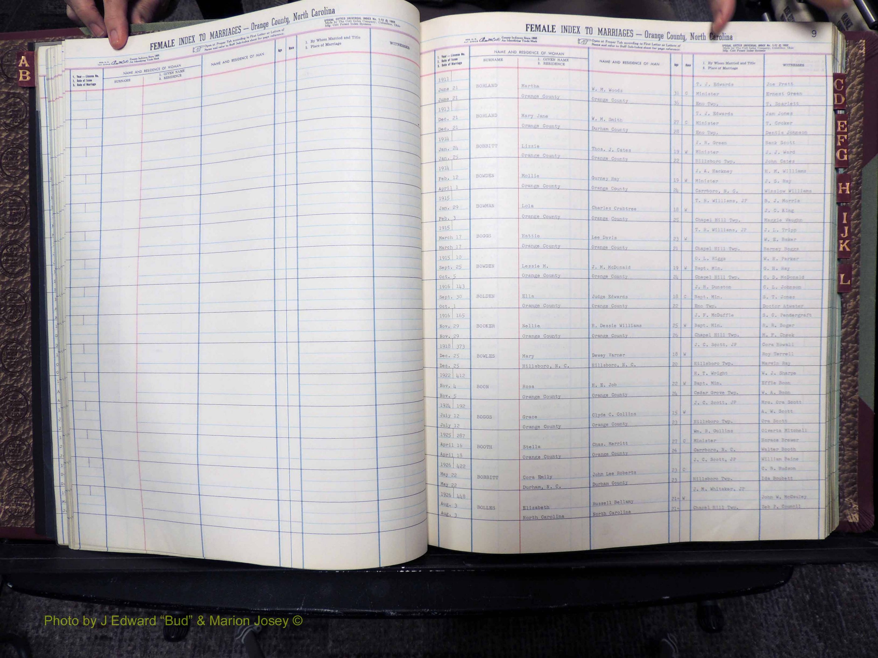Orange Co, NC, Marriages, Female, A-L, 1911-1964 (124).JPG