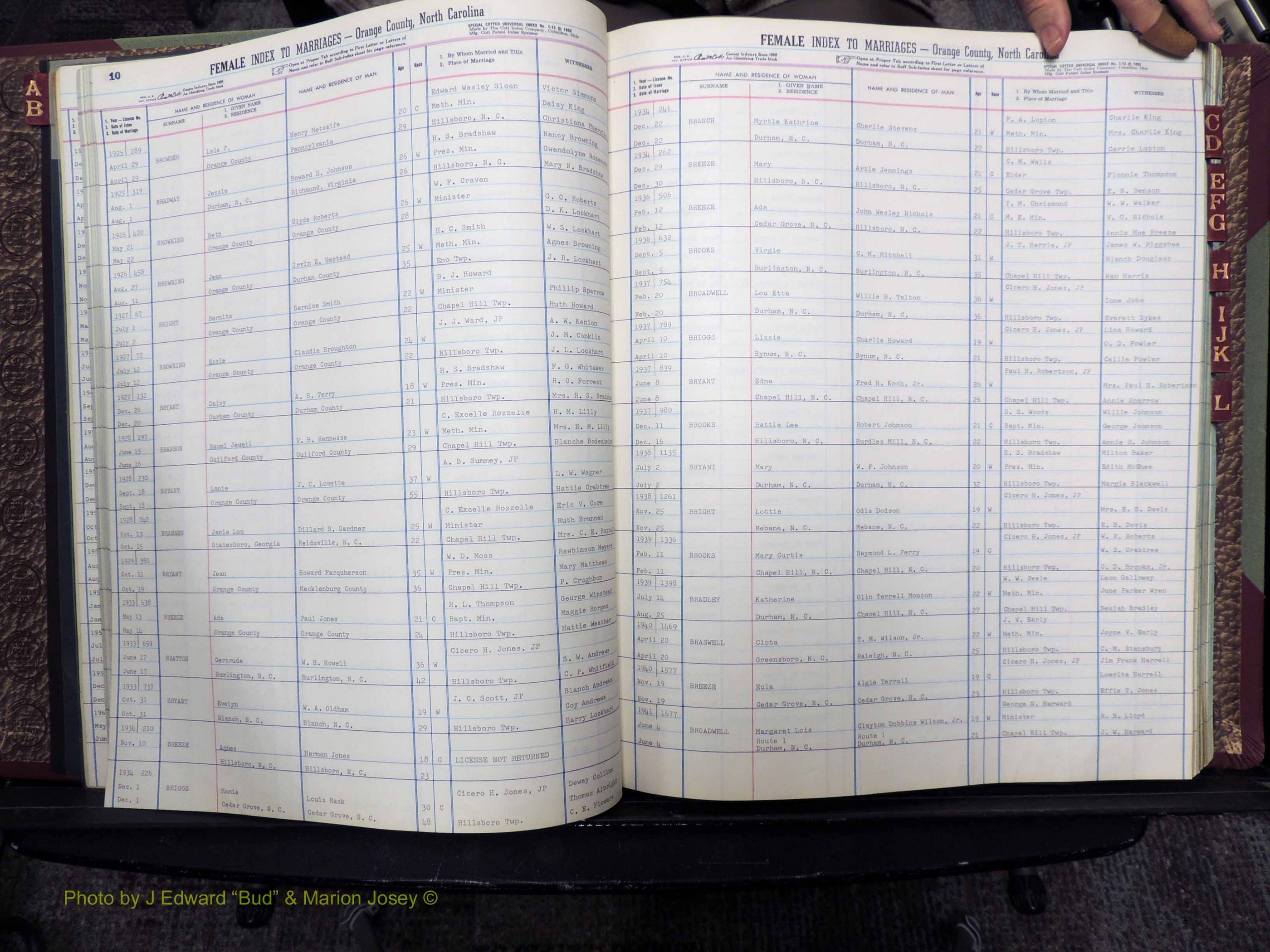 Orange Co, NC, Marriages, Female, A-L, 1911-1964 (129).JPG