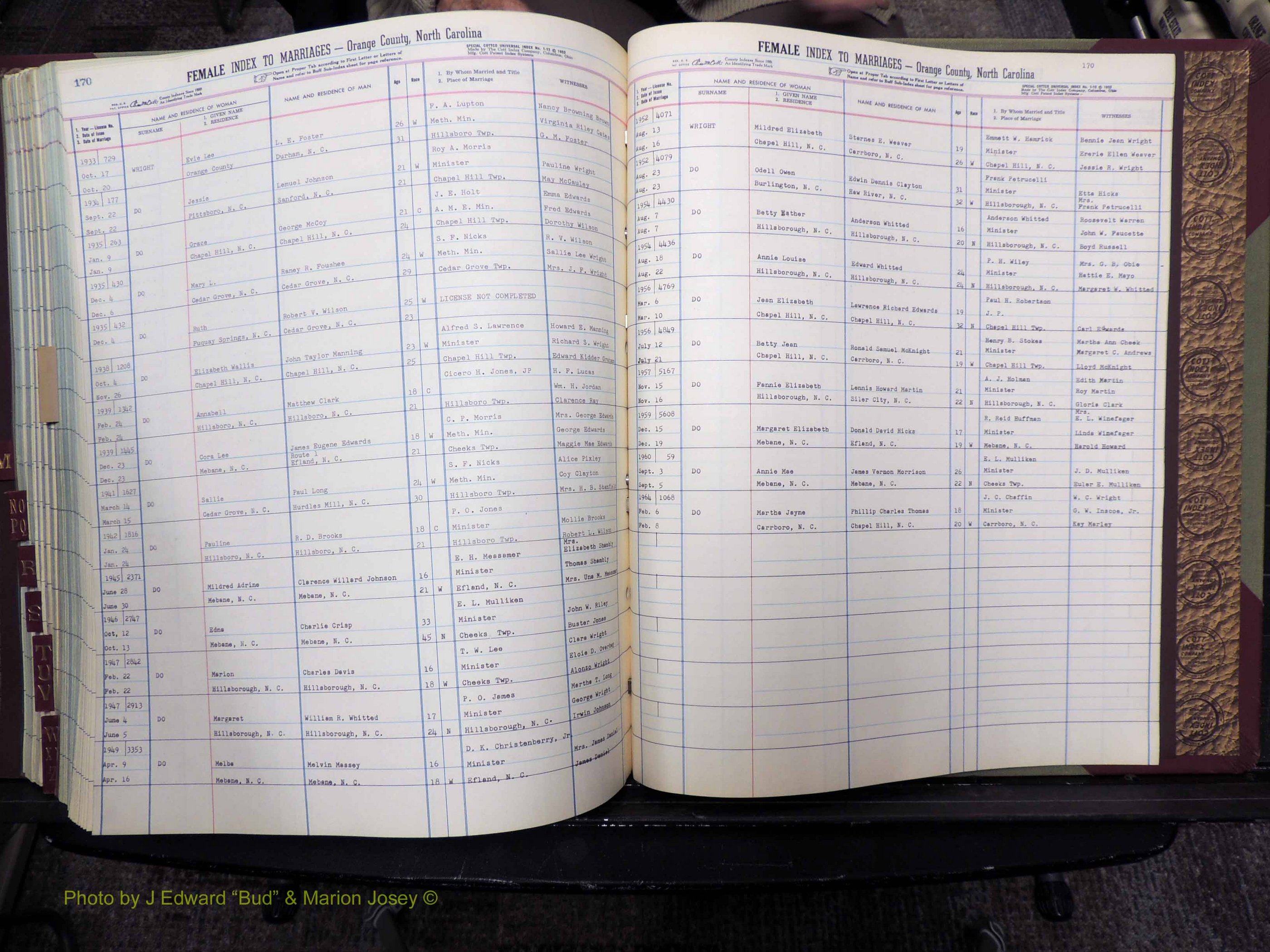 Orange Co, NC, Marriages, Female, A-L, 1911-1964 (528).JPG
