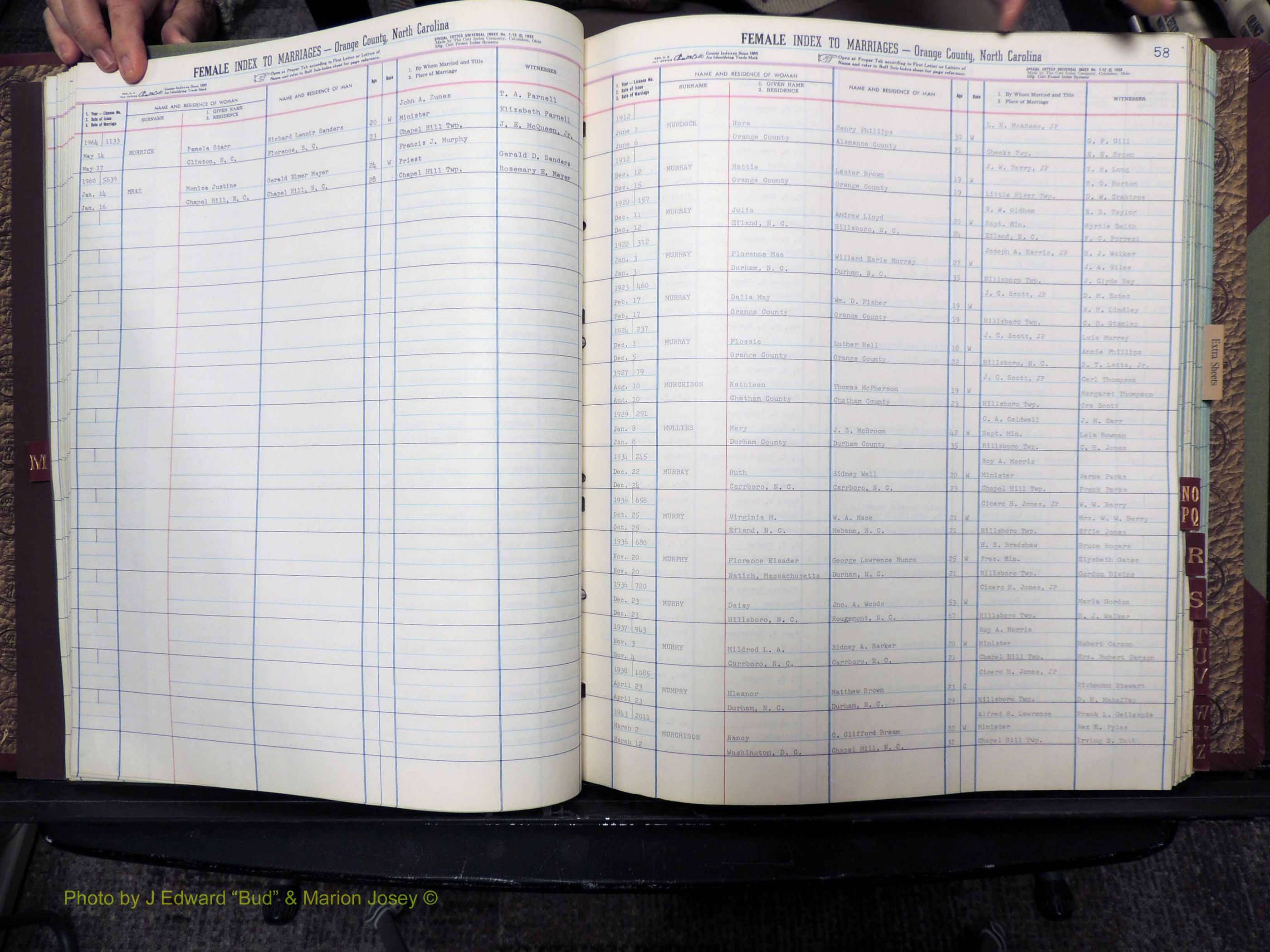 Orange Co, NC, Marriages, Female Index, M-Z, 1911-1964 (116).JPG