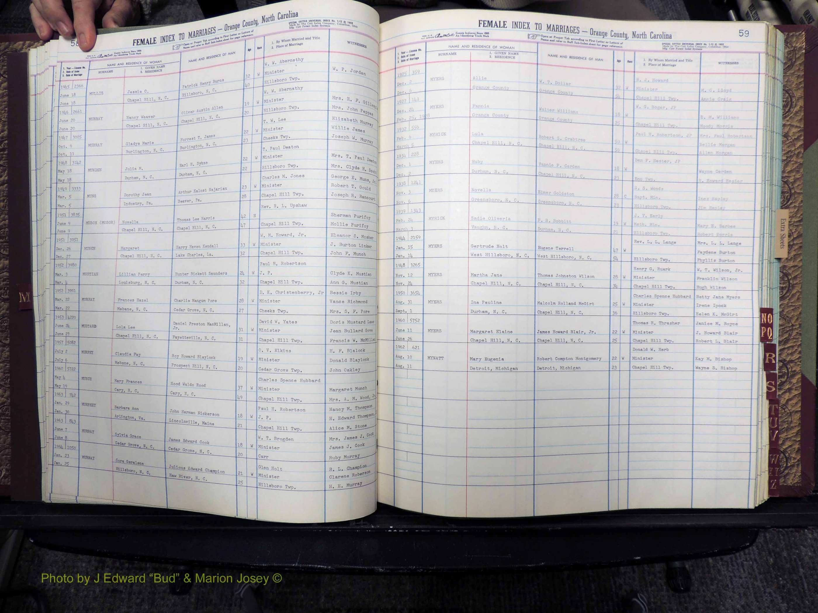 Orange Co, NC, Marriages, Female Index, M-Z, 1911-1964 (117).JPG