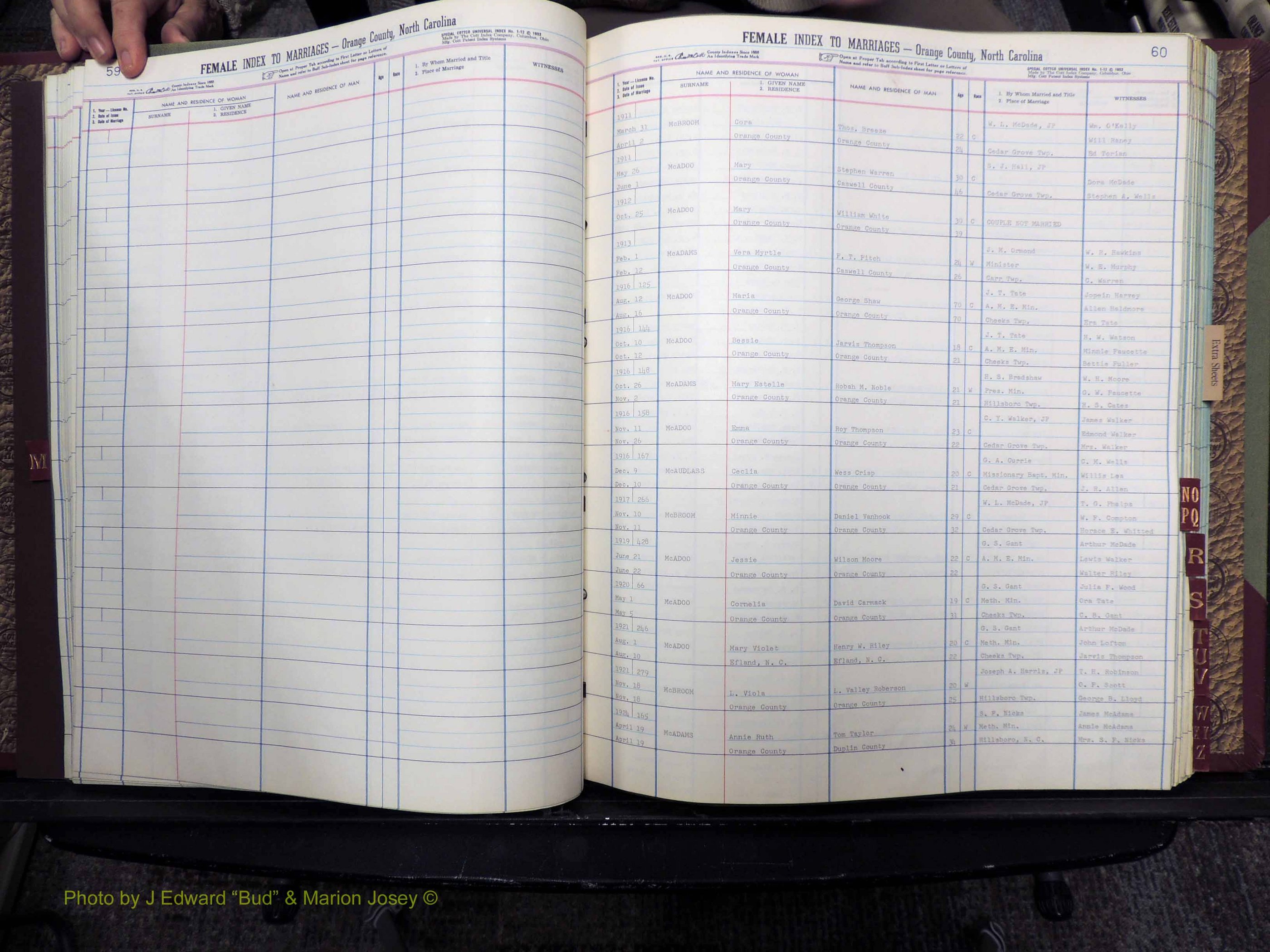Orange Co, NC, Marriages, Female Index, M-Z, 1911-1964 (118).JPG