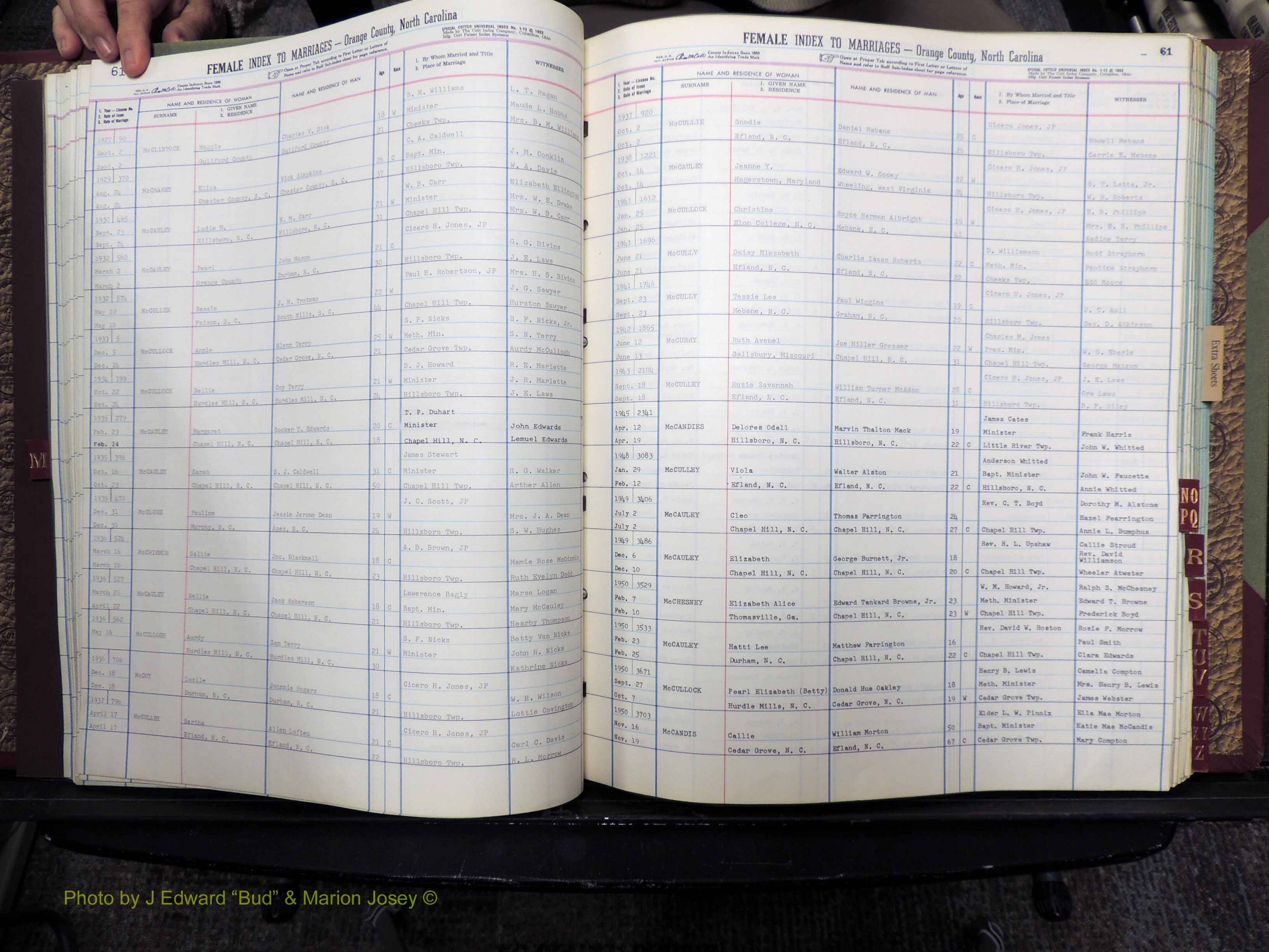 Orange Co, NC, Marriages, Female Index, M-Z, 1911-1964 (121).JPG