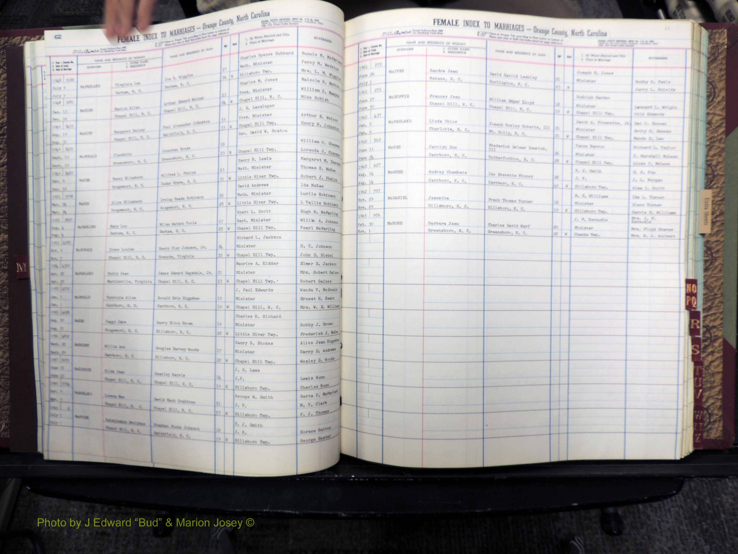 Orange Co, NC, Marriages, Female Index, M-Z, 1911-1964 (125).JPG