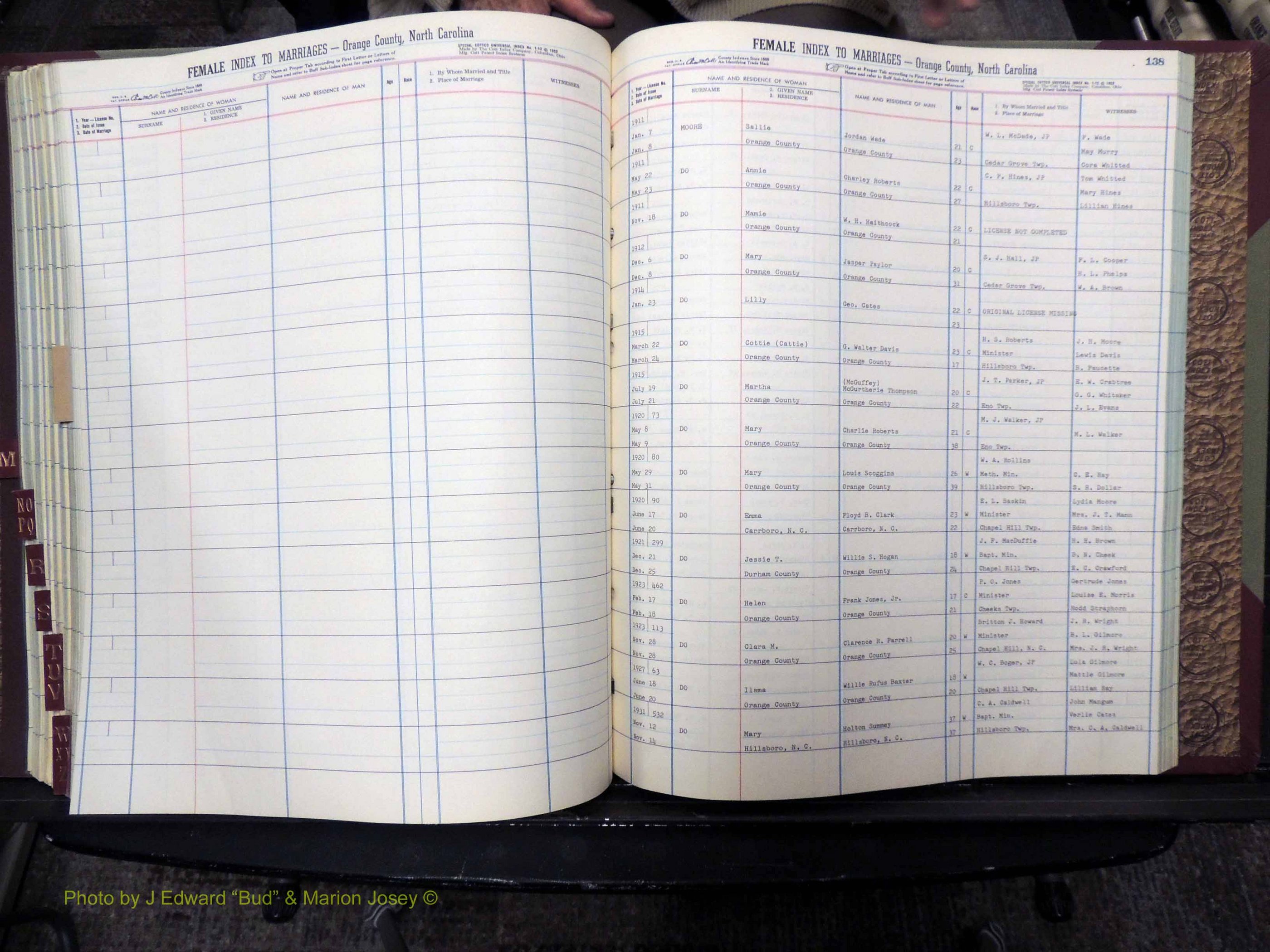 Orange Co, NC, Marriages, Female Index, M-Z, 1911-1964 (235).JPG