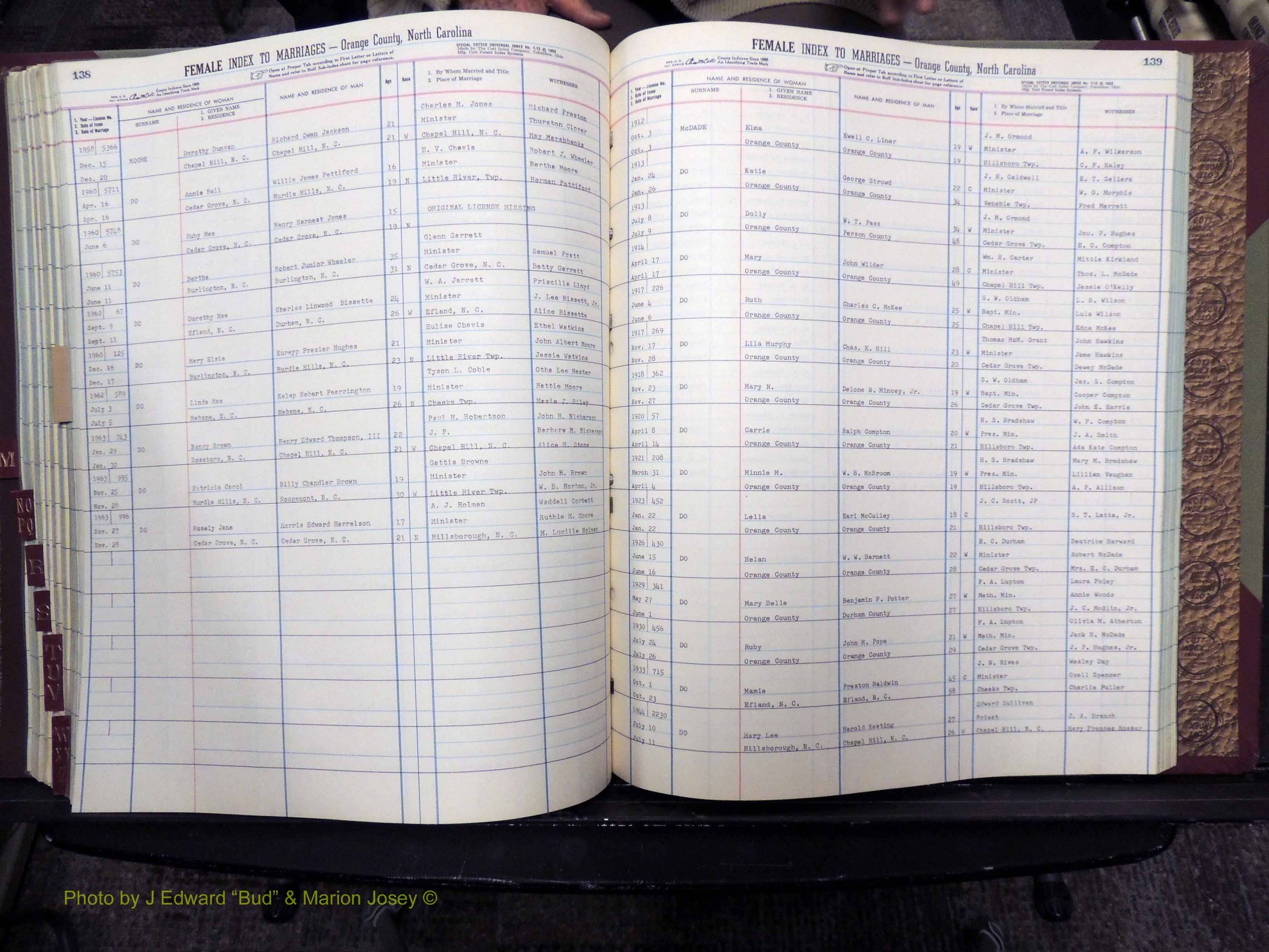 Orange Co, NC, Marriages, Female Index, M-Z, 1911-1964 (237).JPG