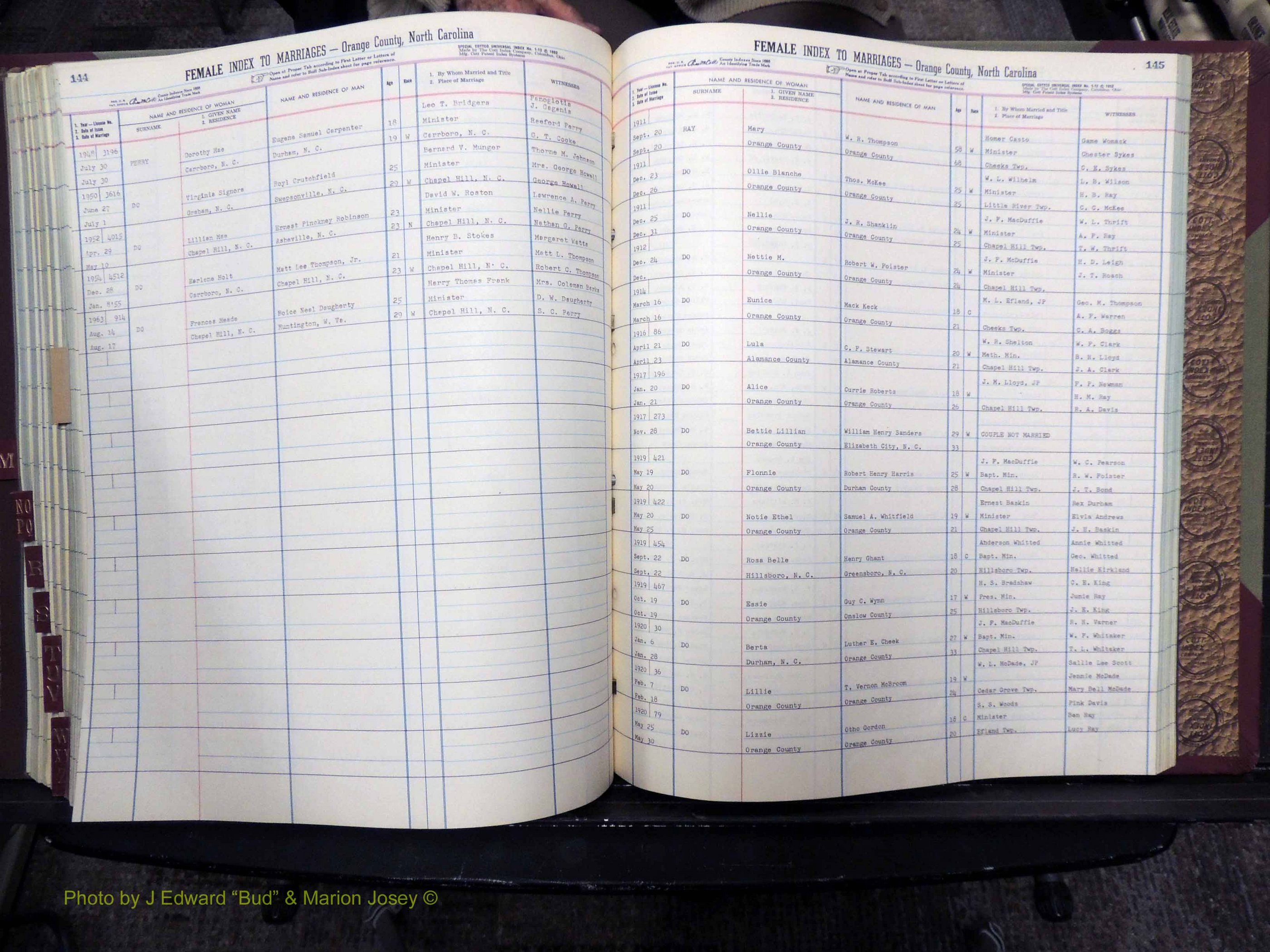 Orange Co, NC, Marriages, Female Index, M-Z, 1911-1964 (246).JPG