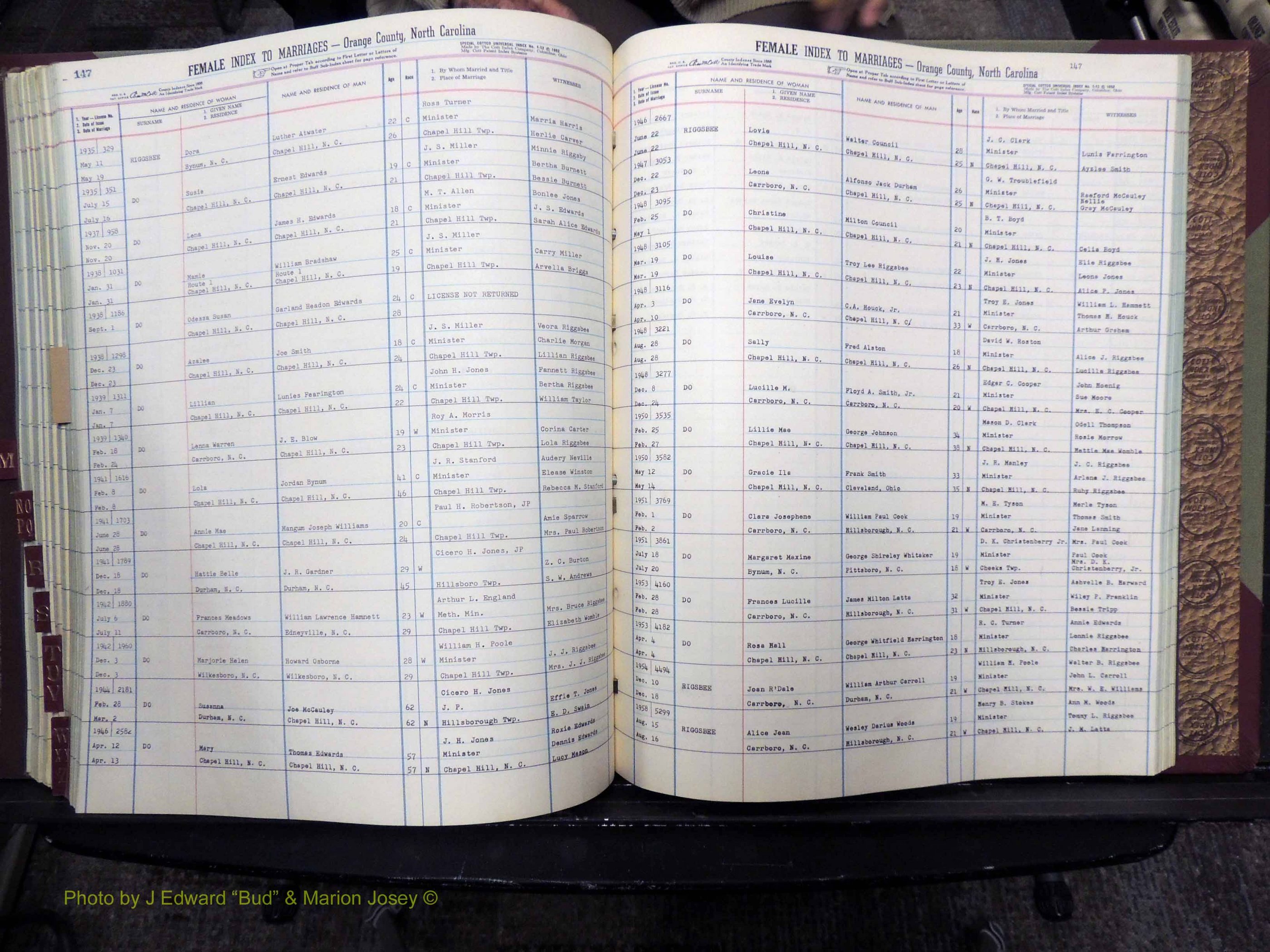 Orange Co, NC, Marriages, Female Index, M-Z, 1911-1964 (250).JPG