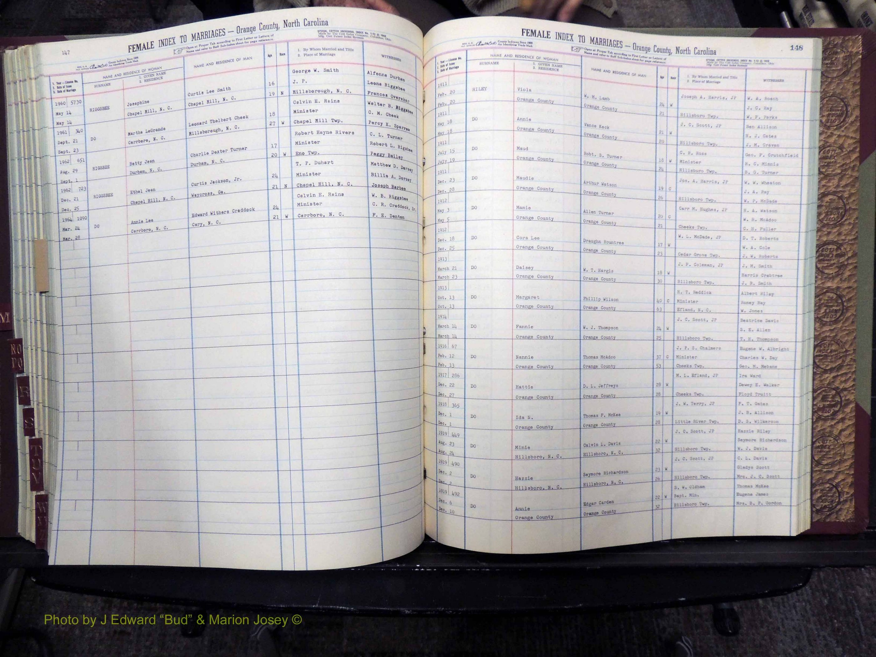 Orange Co, NC, Marriages, Female Index, M-Z, 1911-1964 (251).JPG