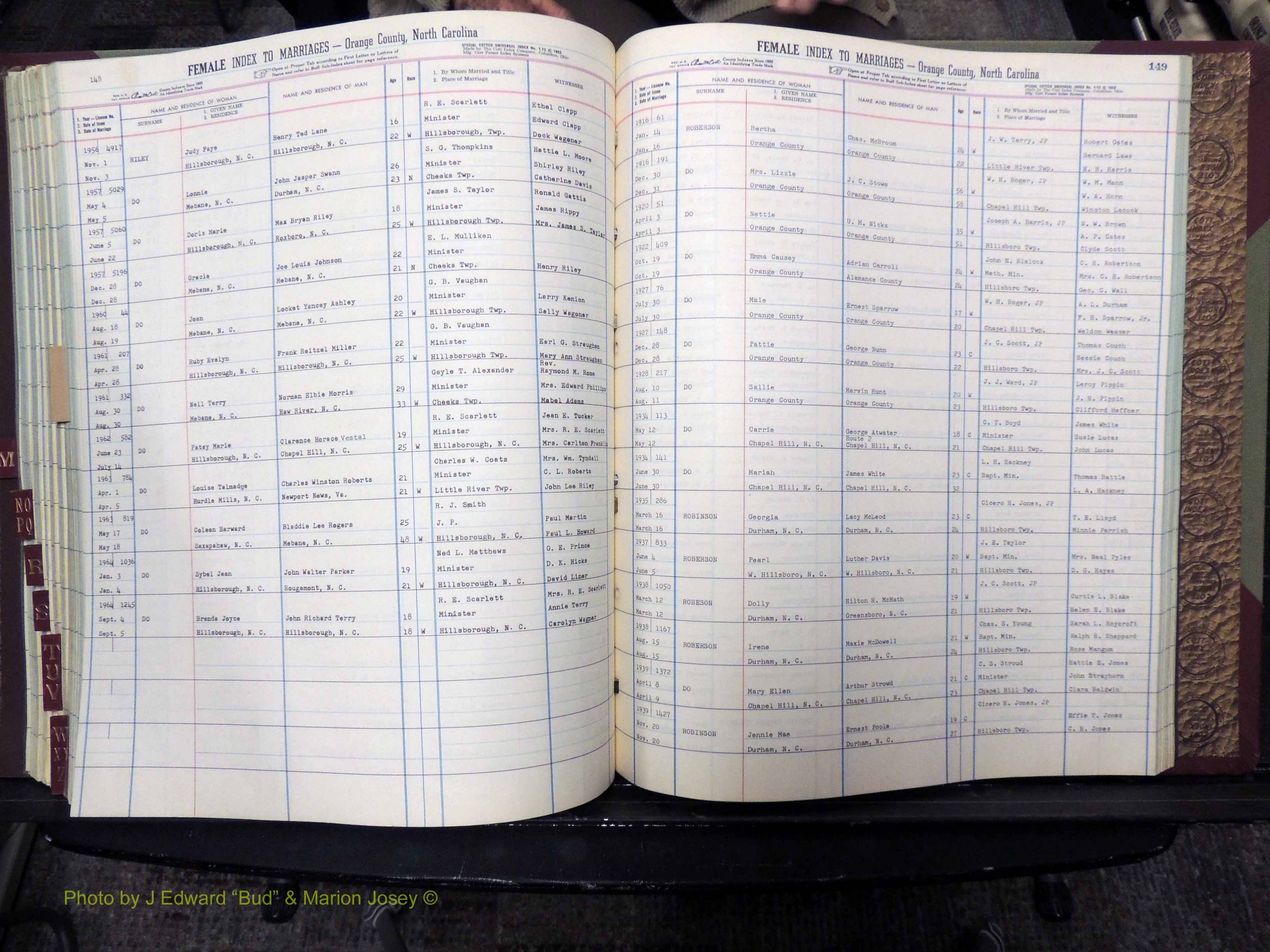 Orange Co, NC, Marriages, Female Index, M-Z, 1911-1964 (254).JPG